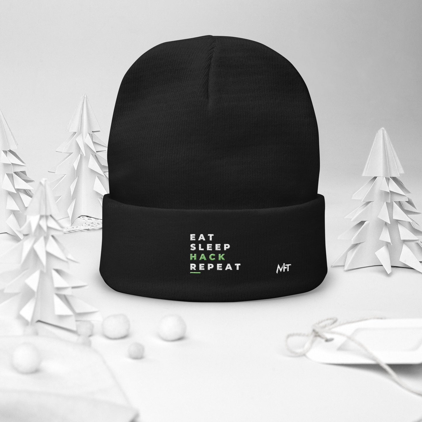 Eat, Sleep, Hack, Repeat V2 - Embroidered Beanie by DarkByteGear