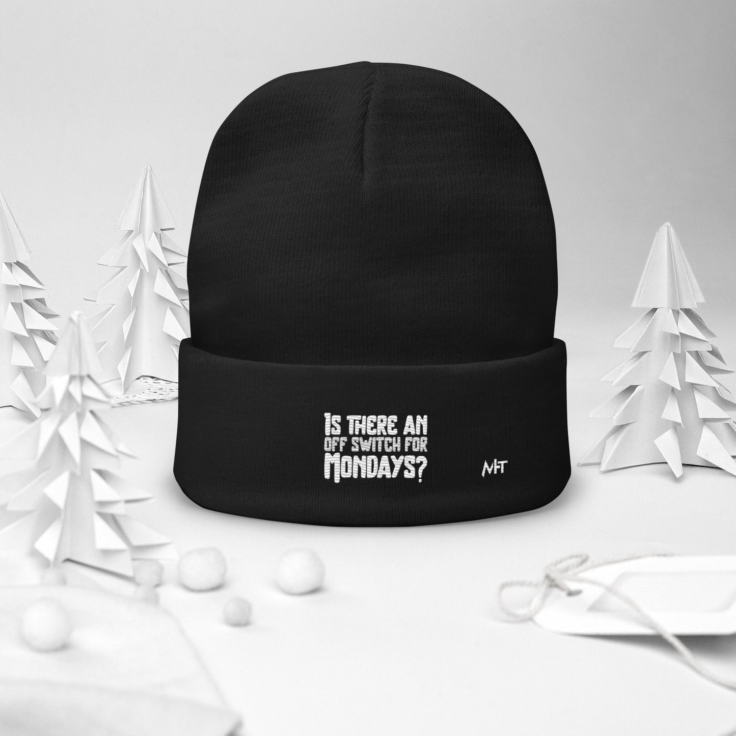 Is there an OFF switch for Mondays? - Embroidered Beanie by DarkByteGear