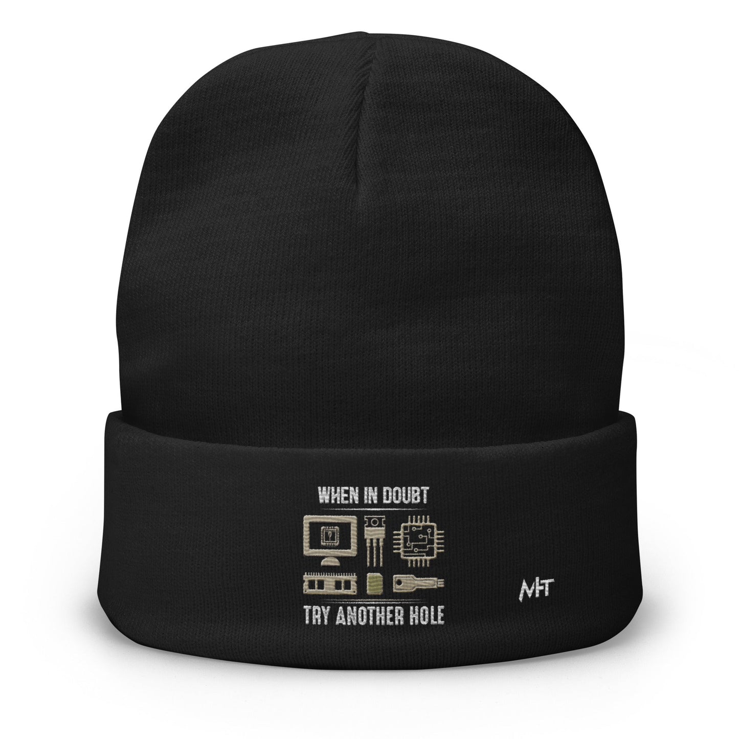 When in doubt, Try another hole V1 - Embroidered Beanie by DarkByteGear