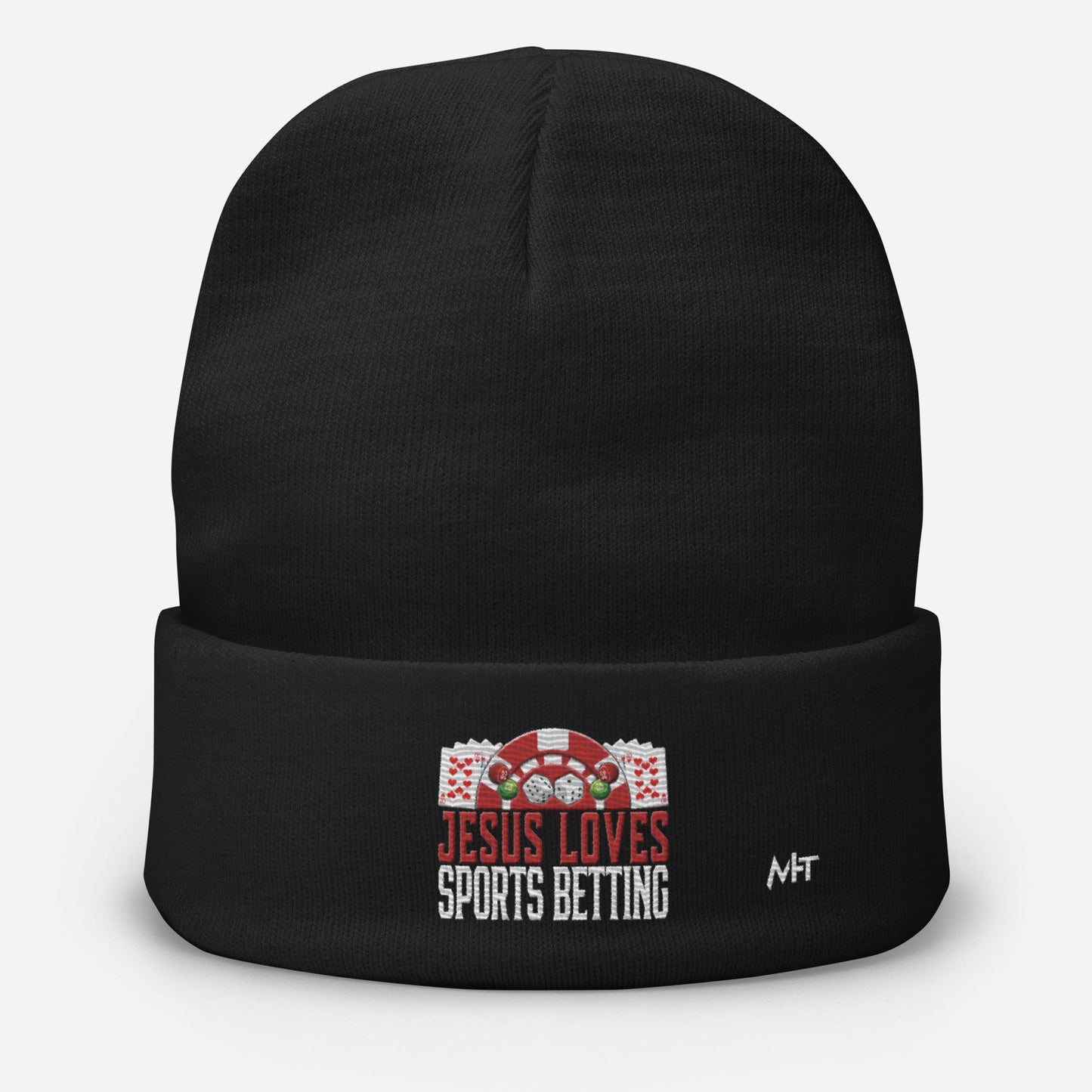 Jesus Loves Sports Betting - Embroidered Beanie by DarkByteGear