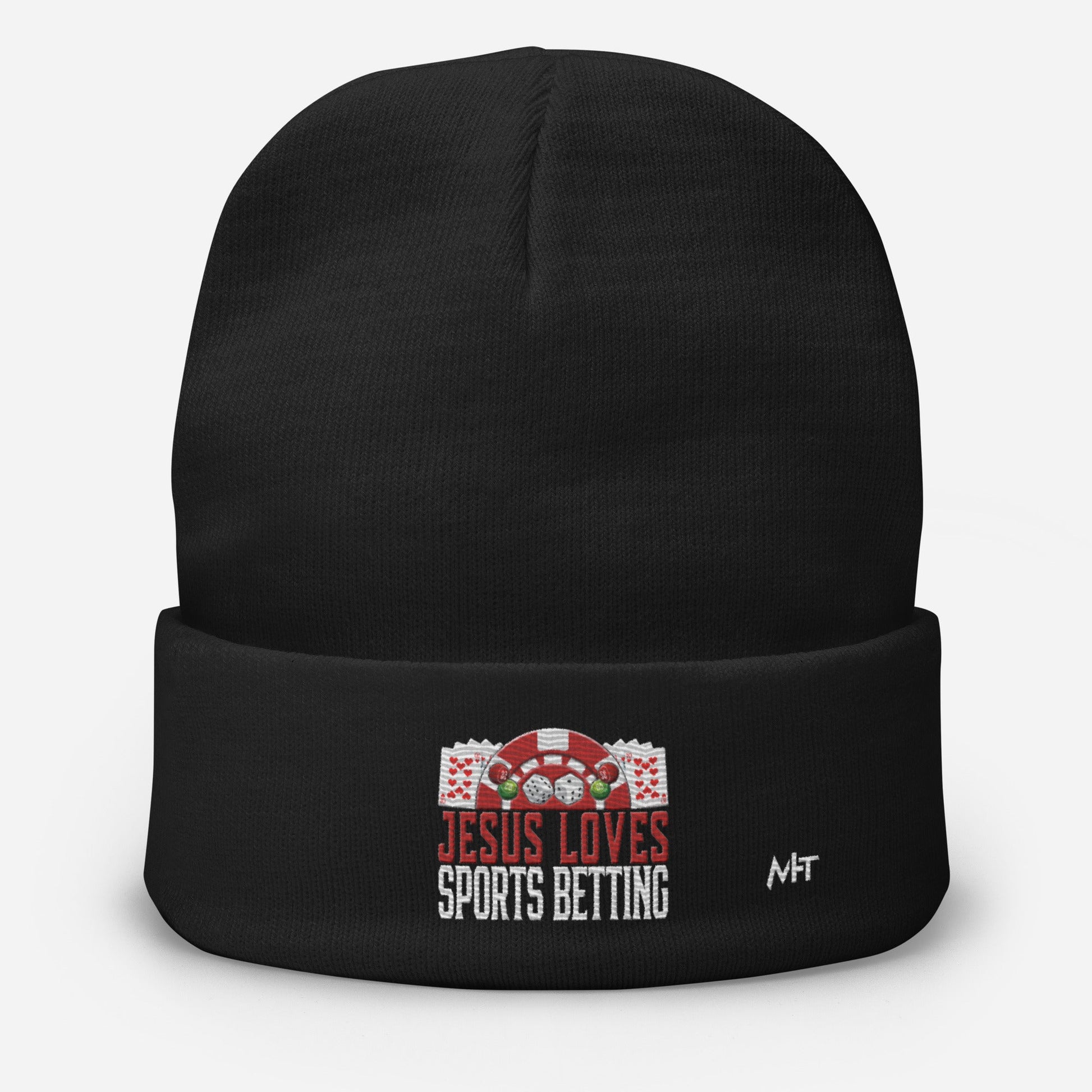 Jesus Loves Sports Betting - Embroidered Beanie by DarkByteGear