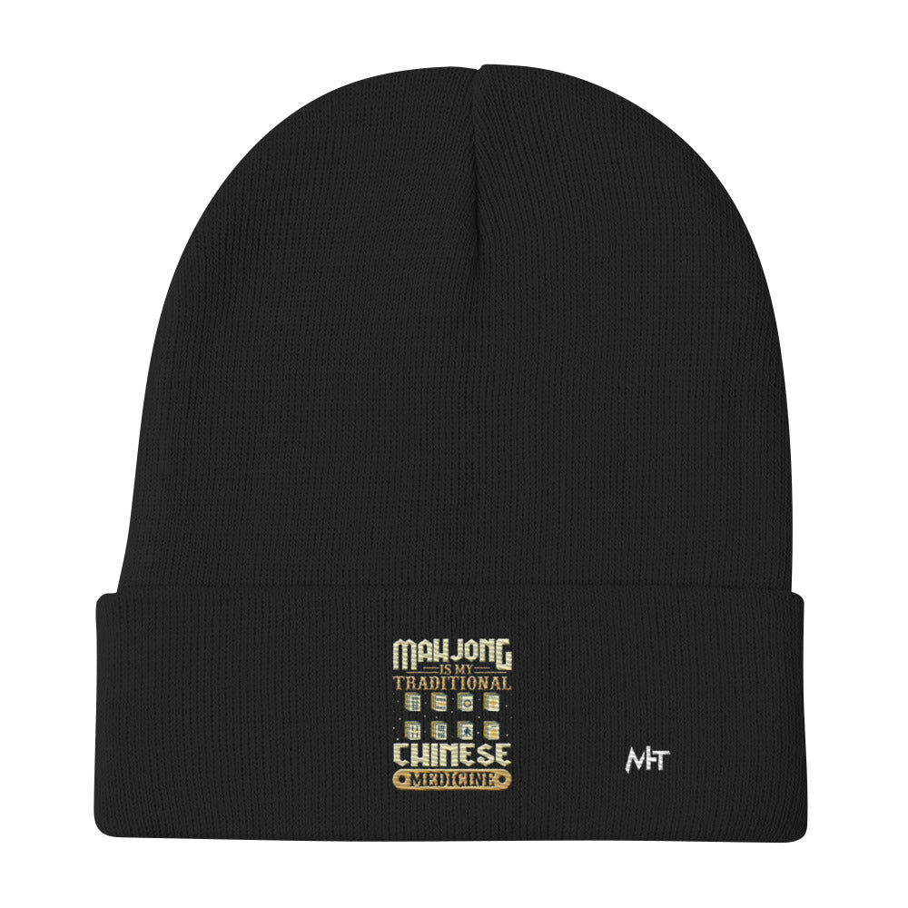 Mahjong is my Traditional Chinese Medicine - Embroidered Beanie by DarkByteGear