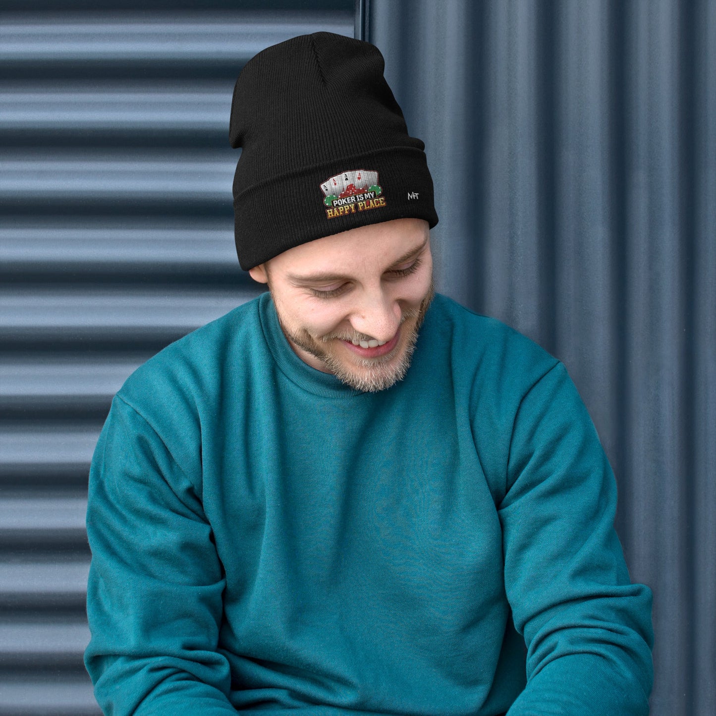 Poker Dad is like a Normal Dad but much Cooler - Embroidered Beanie by DarkByteGear