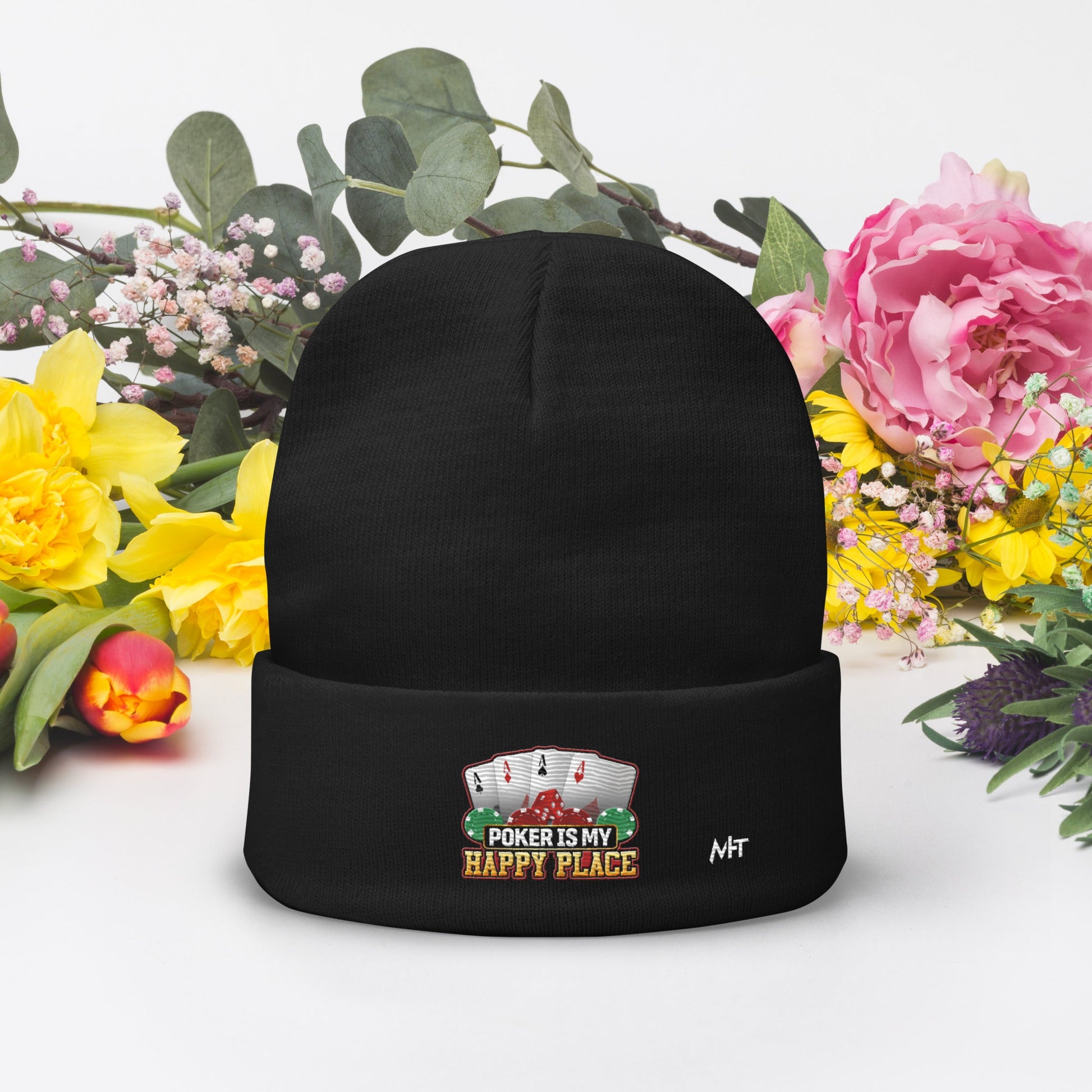 Poker Dad is like a Normal Dad but much Cooler - Embroidered Beanie by DarkByteGear