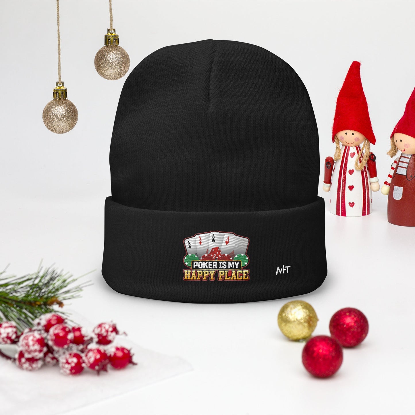Poker Dad is like a Normal Dad but much Cooler - Embroidered Beanie by DarkByteGear