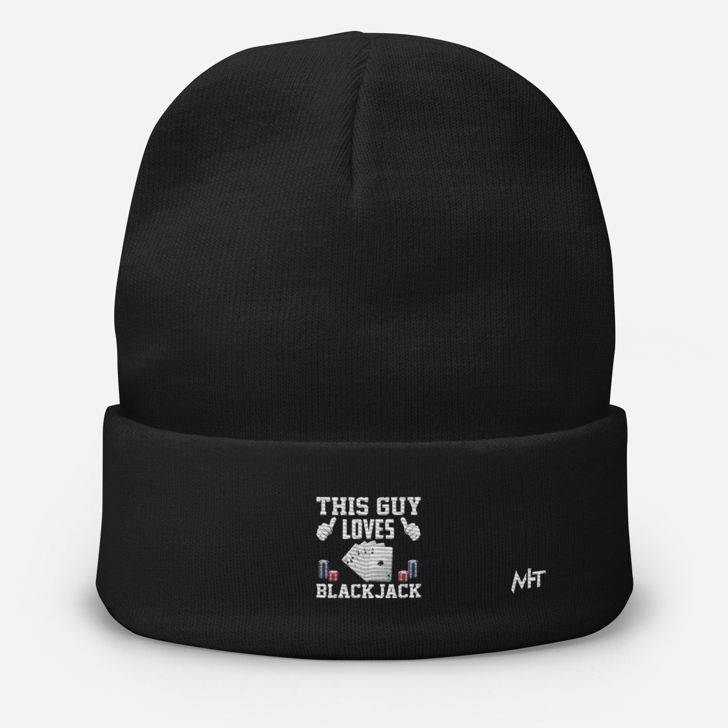 This Guy Loves Black Jack - Embroidered Beanie by DarkByteGear