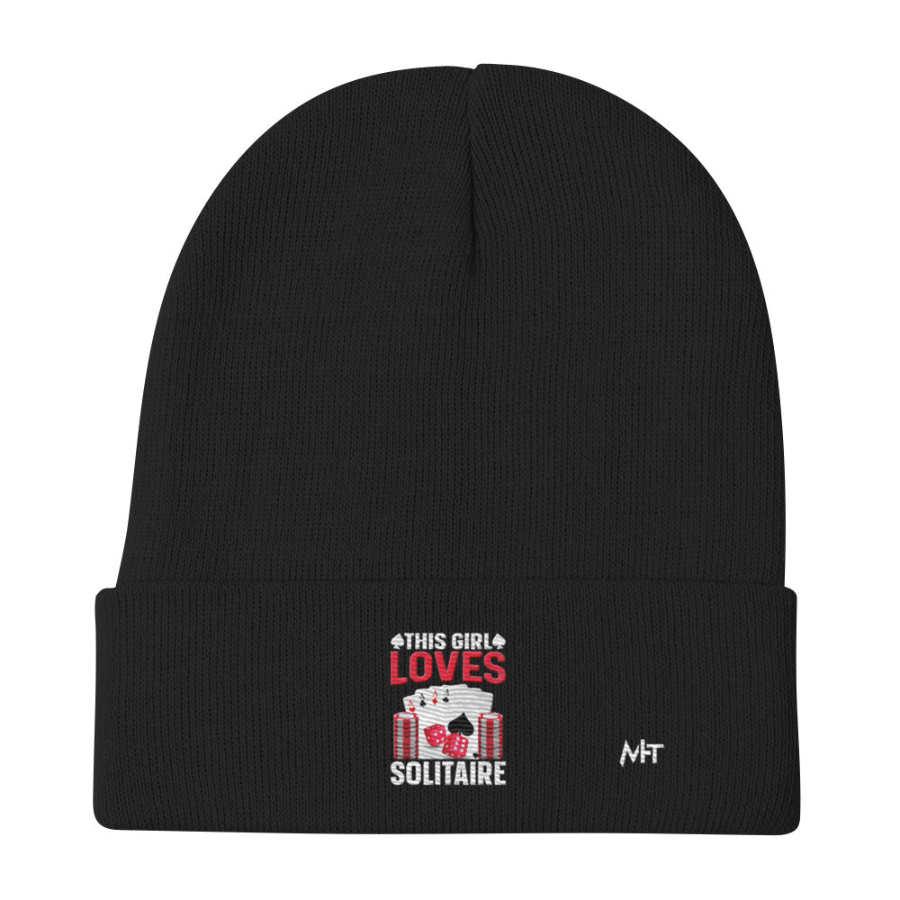 This Girl Loves Solitaire - Embroidered Beanie by DarkByteGear