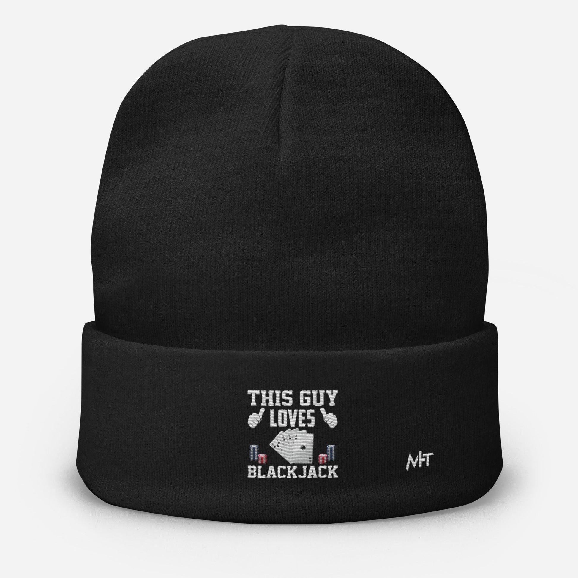 This Guy Loves Black Jack V1 - Embroidered Beanie by DarkByteGear