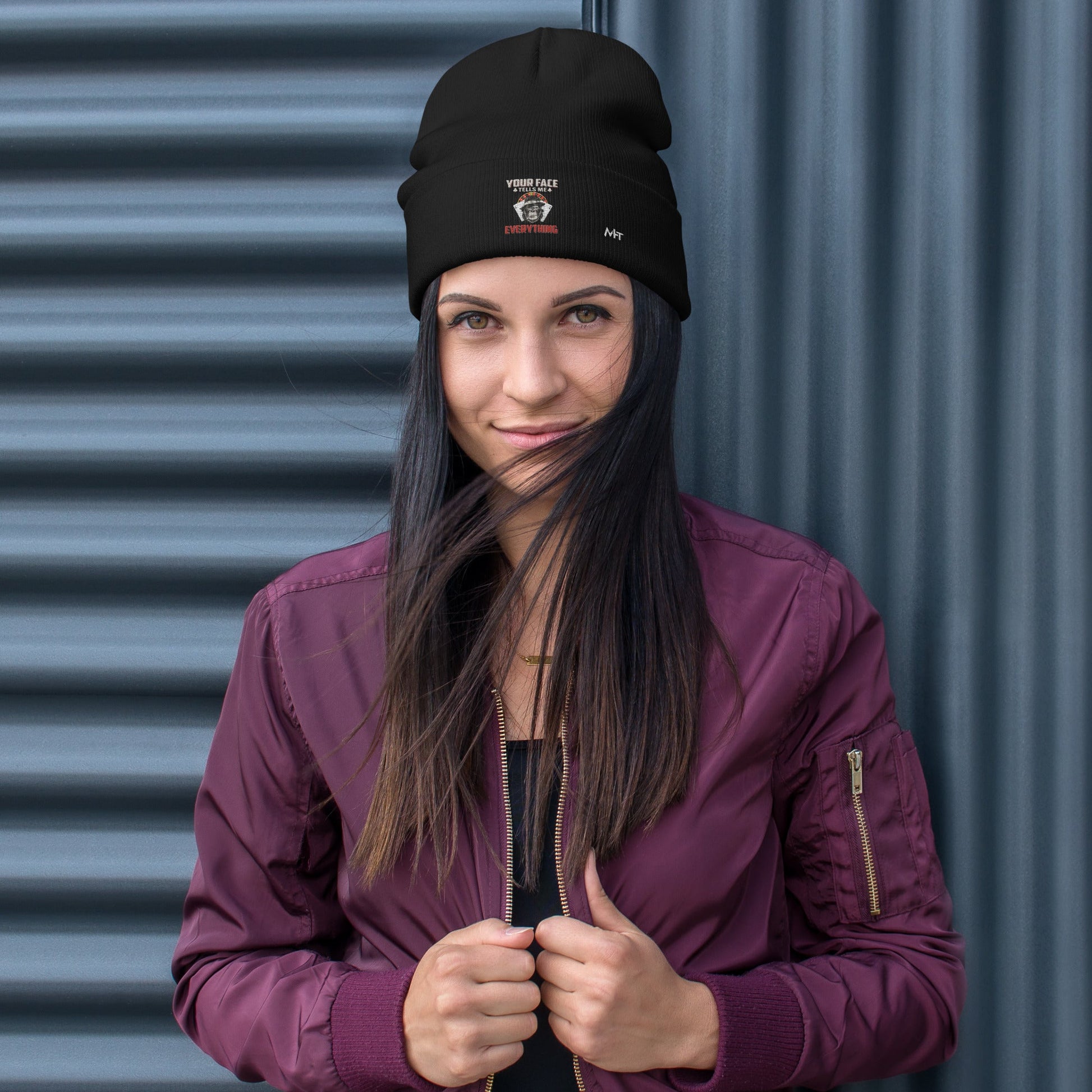 Your Face Tells me Everything - Embroidered Beanie by DarkByteGear