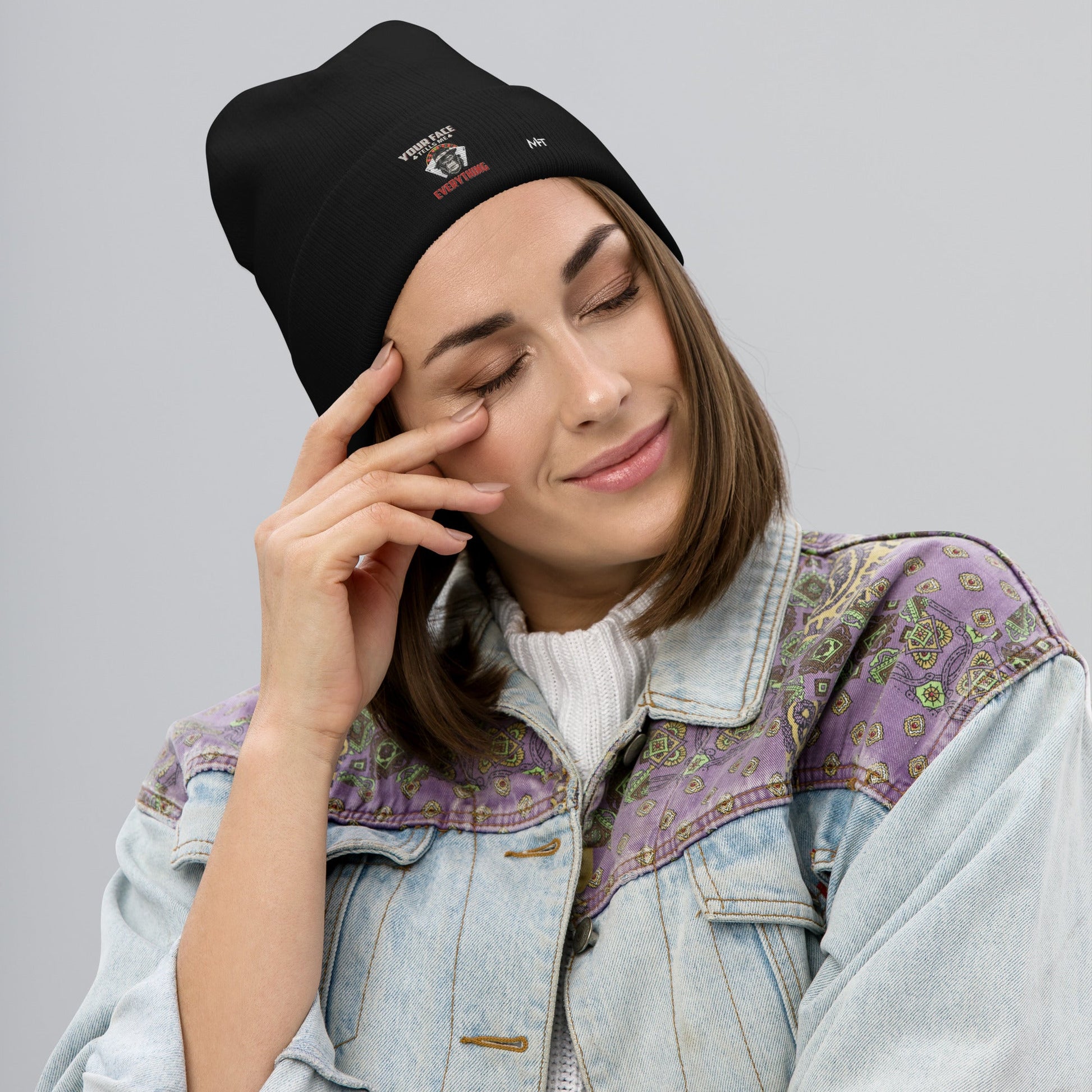 Your Face Tells me Everything - Embroidered Beanie by DarkByteGear
