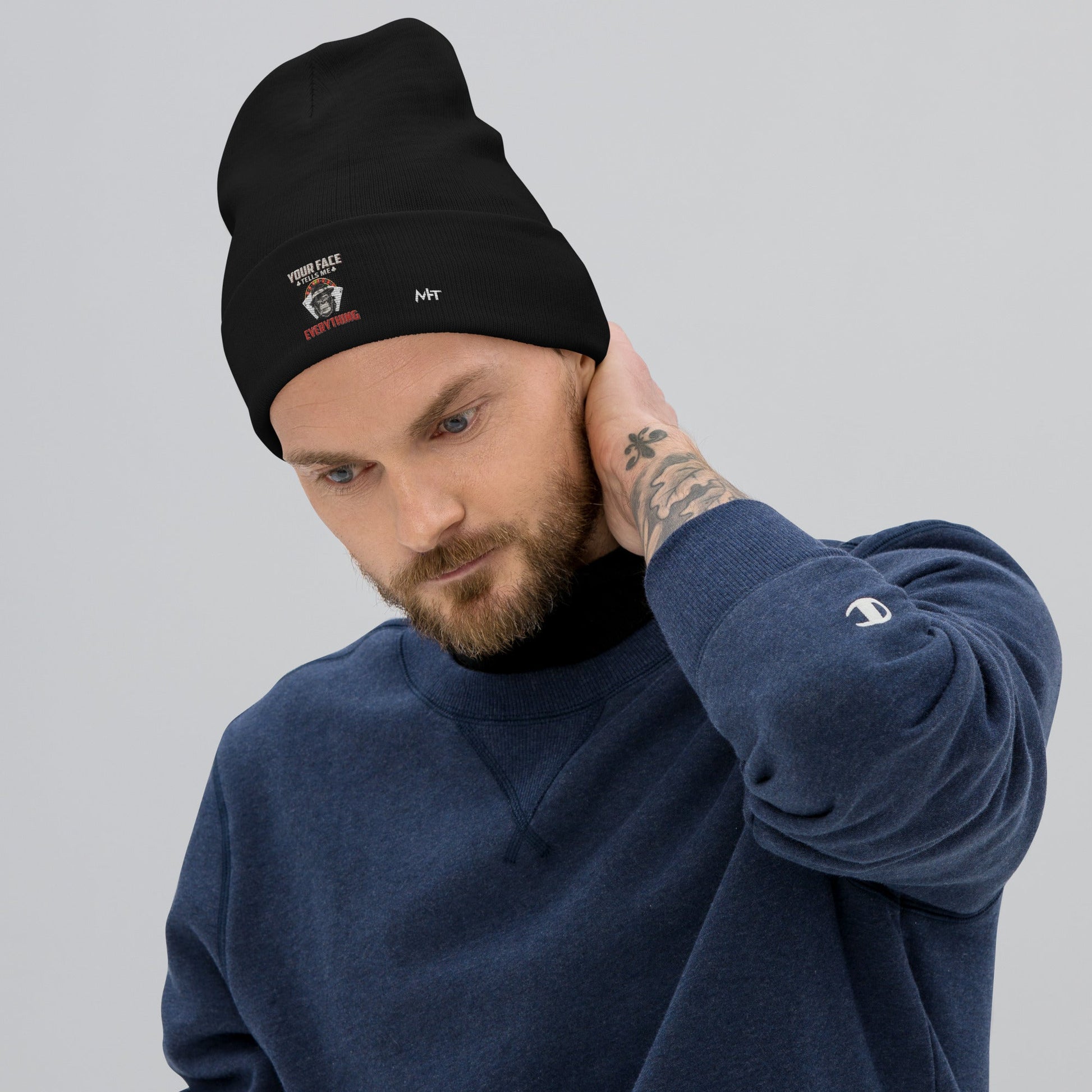 Your Face Tells me Everything - Embroidered Beanie by DarkByteGear
