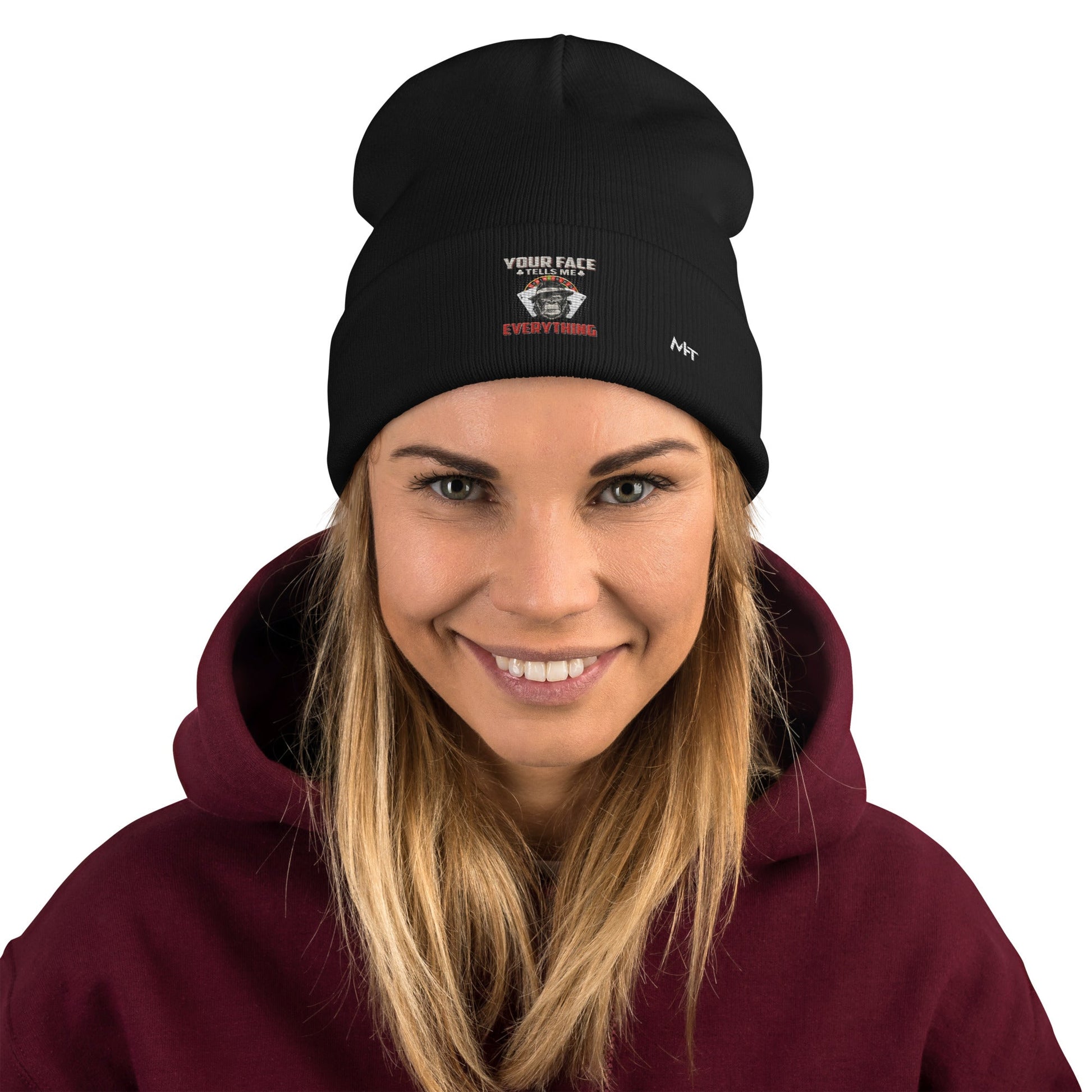 Your Face Tells me Everything - Embroidered Beanie by DarkByteGear
