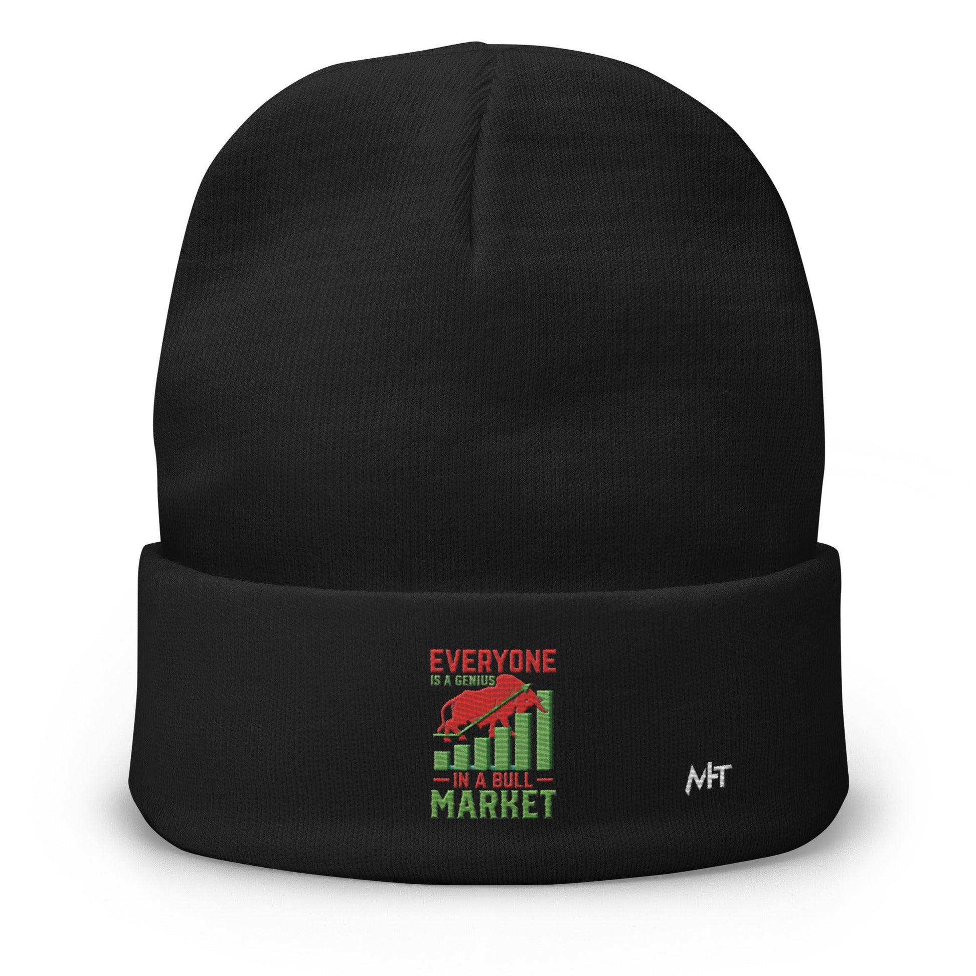 Everyone is a Genius in a Bull Market V1 - Embroidered Beanie by DarkByteGear
