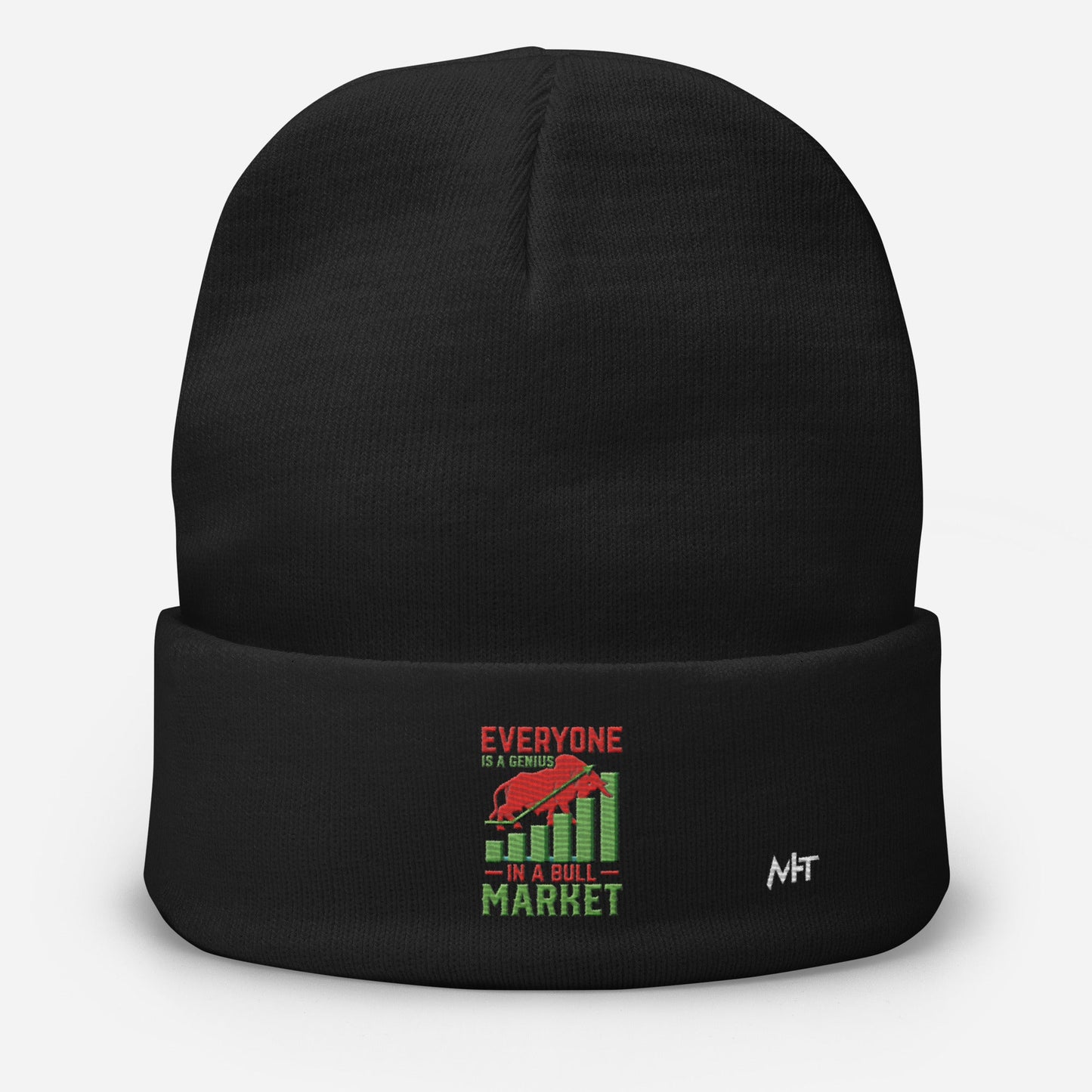 Everyone is a Genius in a Bull Market V1 - Embroidered Beanie by DarkByteGear