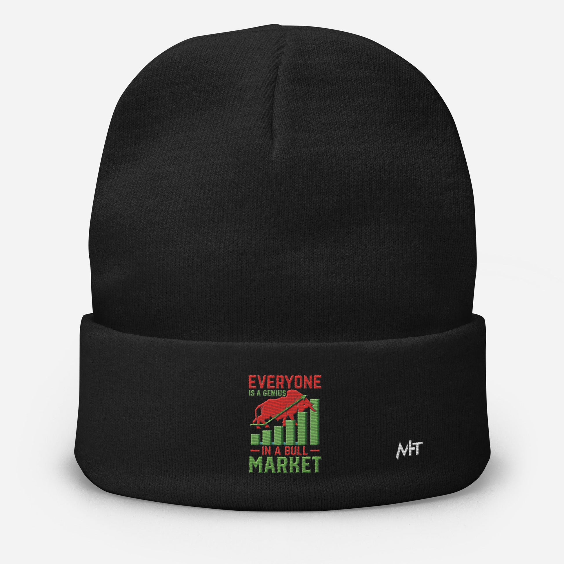 Everyone is a Genius in a Bull Market V1 - Embroidered Beanie by DarkByteGear