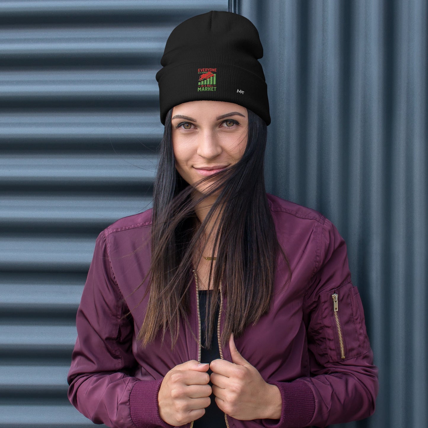 Everyone is a Genius in a Bull Market V1 - Embroidered Beanie by DarkByteGear