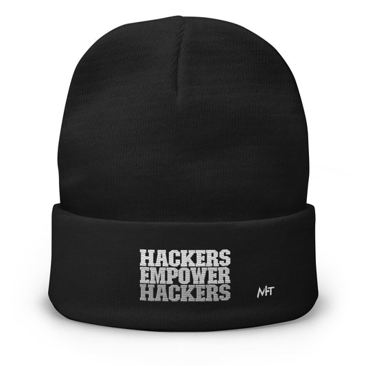Hackers Empower Hackers V2 - Embroidered Beanie by DarkByteGear