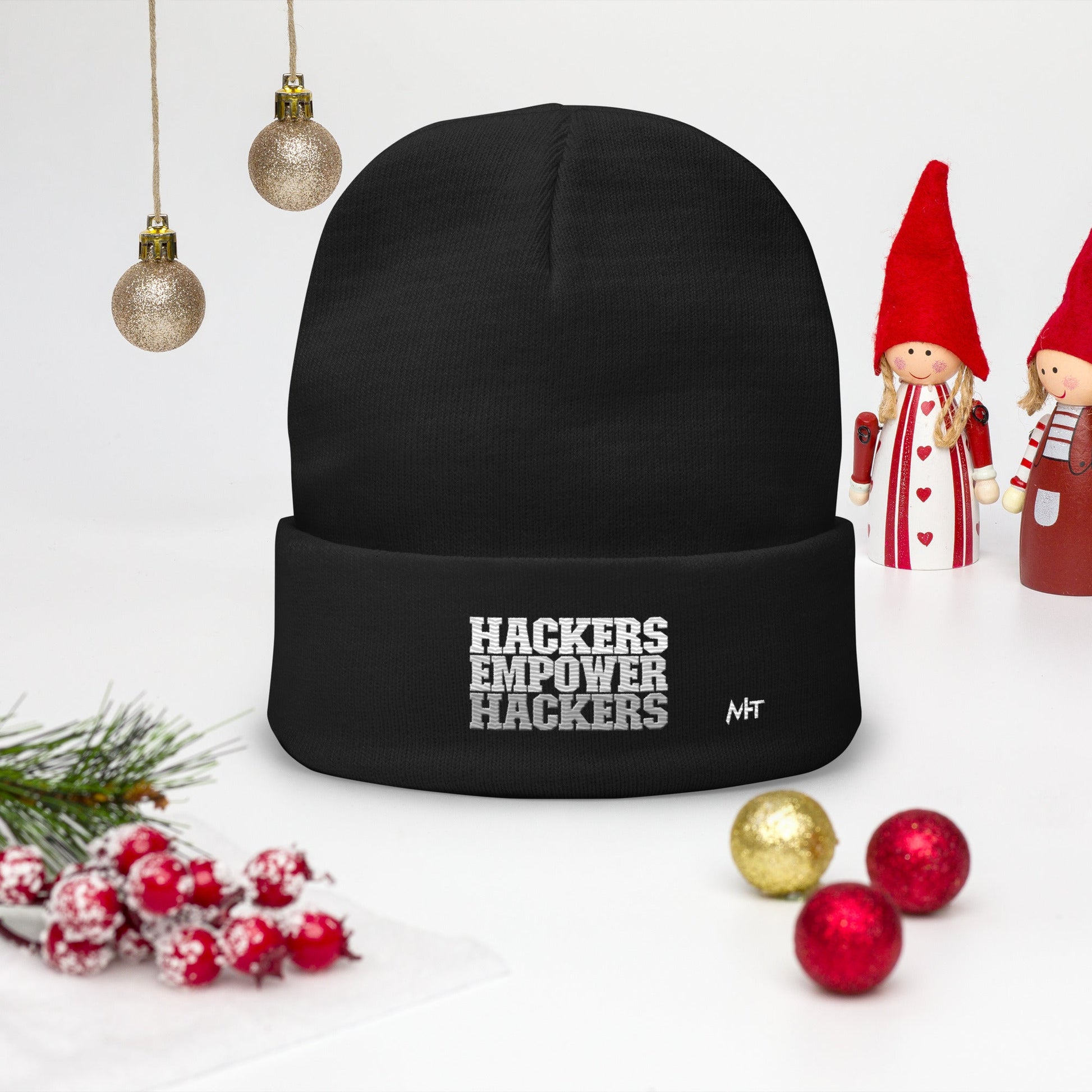 Hackers Empower Hackers V2 - Embroidered Beanie by DarkByteGear