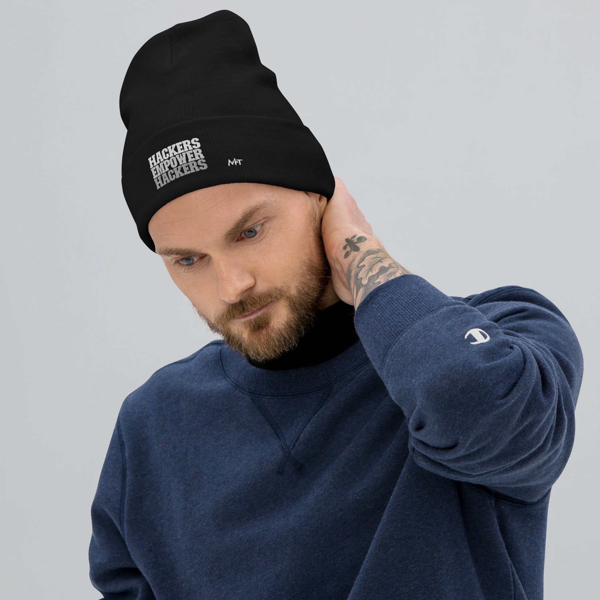 Hackers Empower Hackers V2 - Embroidered Beanie by DarkByteGear