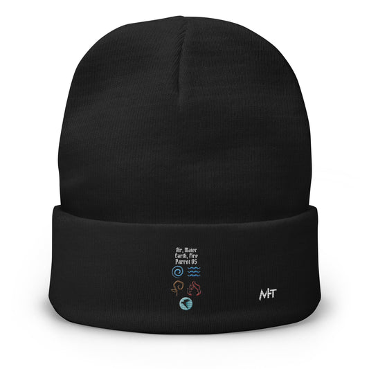 Air, Water, Earth, Fire, Parrot OS - Embroidered Beanie by DarkByteGear