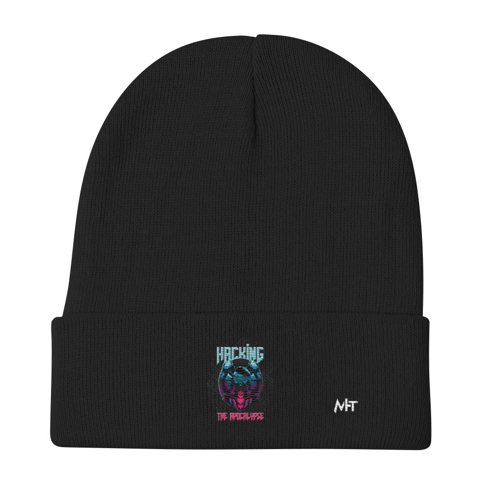 Hacking the apocalypse V2 - Embroidered Beanie by DarkByteGear