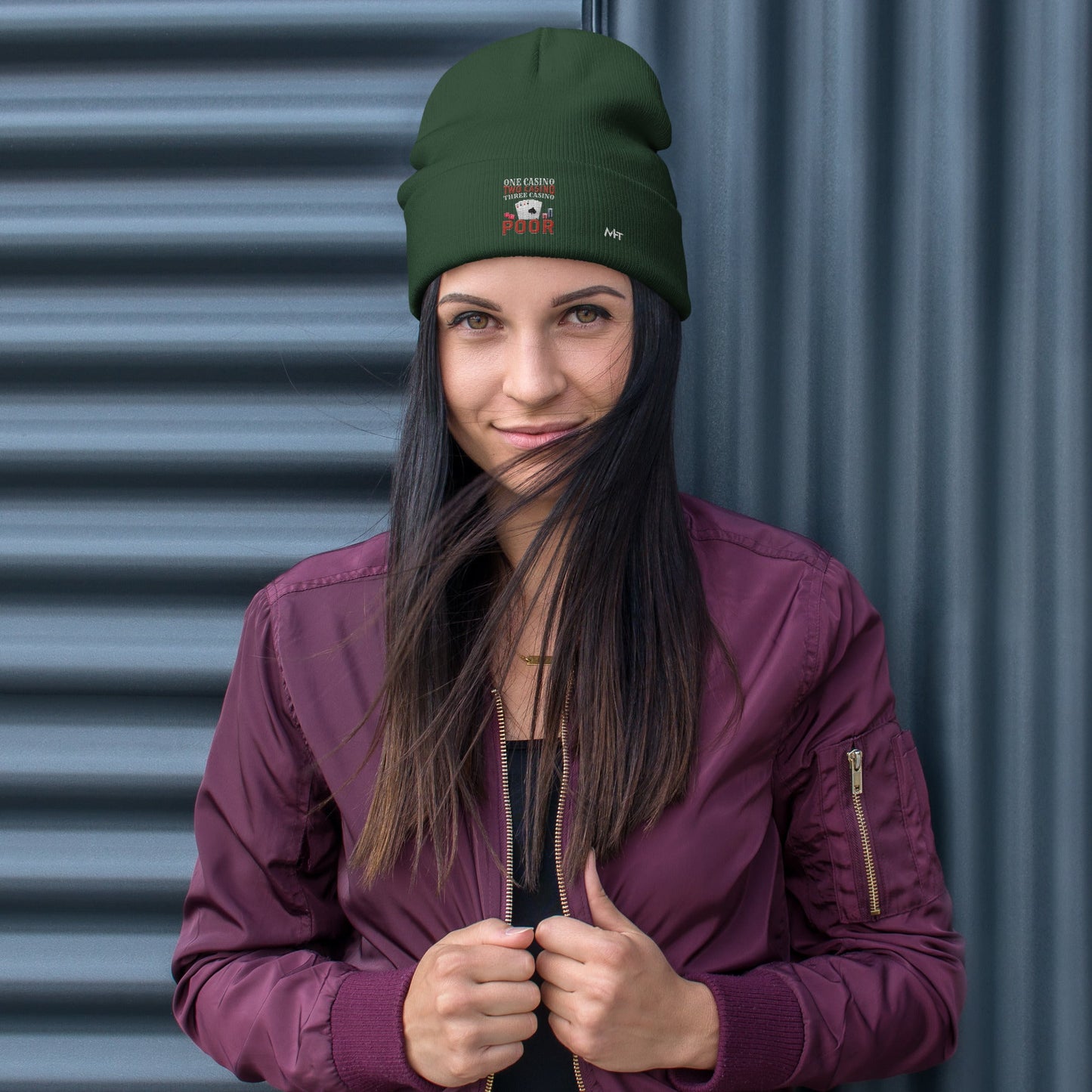 One Casino, Two Casino, Three Casino = Poor - Embroidered Beanie by DarkByteGear