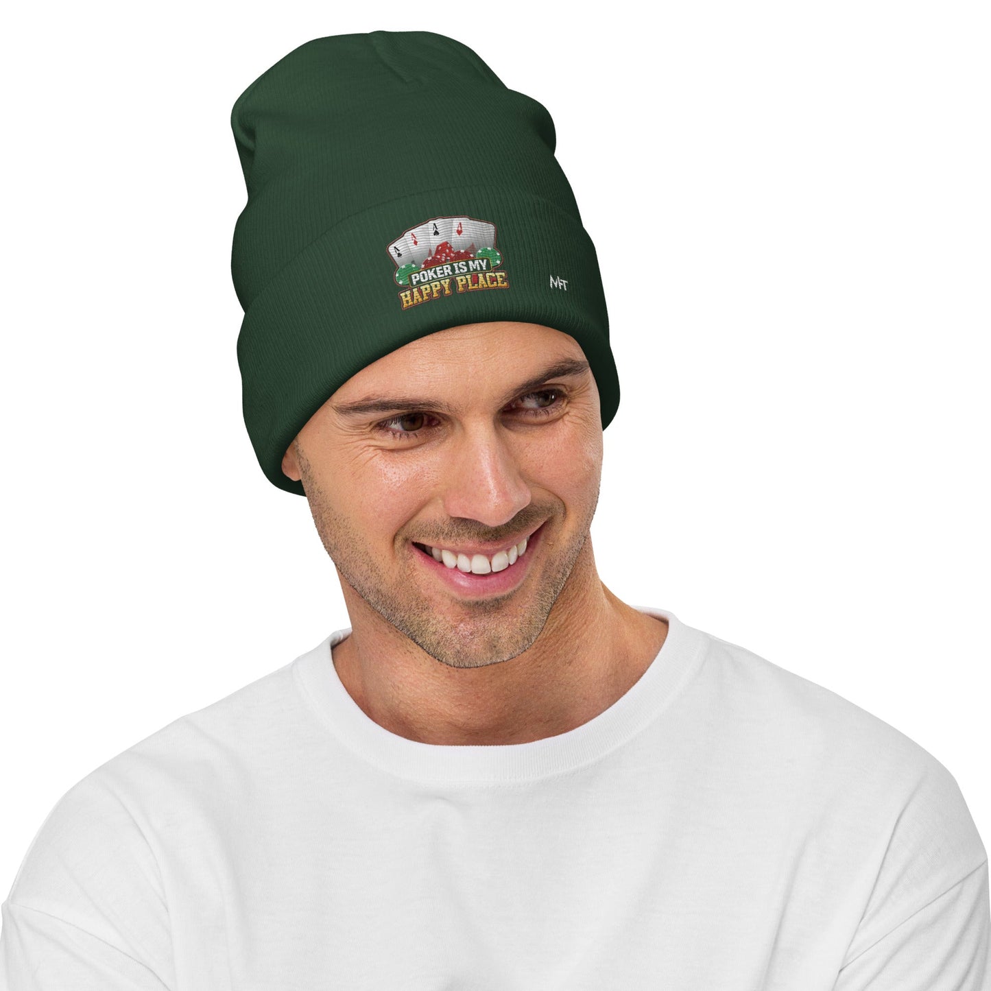 Poker Dad is like a Normal Dad but much Cooler - Embroidered Beanie by DarkByteGear