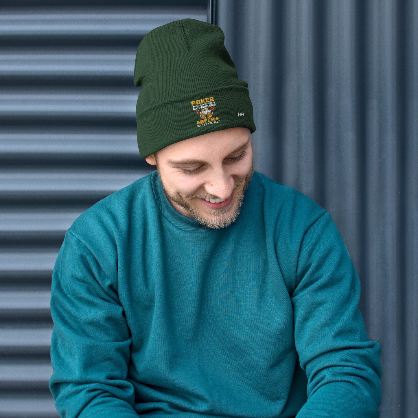 Poker Solves Most of My Problems, but Beer Solves the Rest - Embroidered Beanie by DarkByteGear