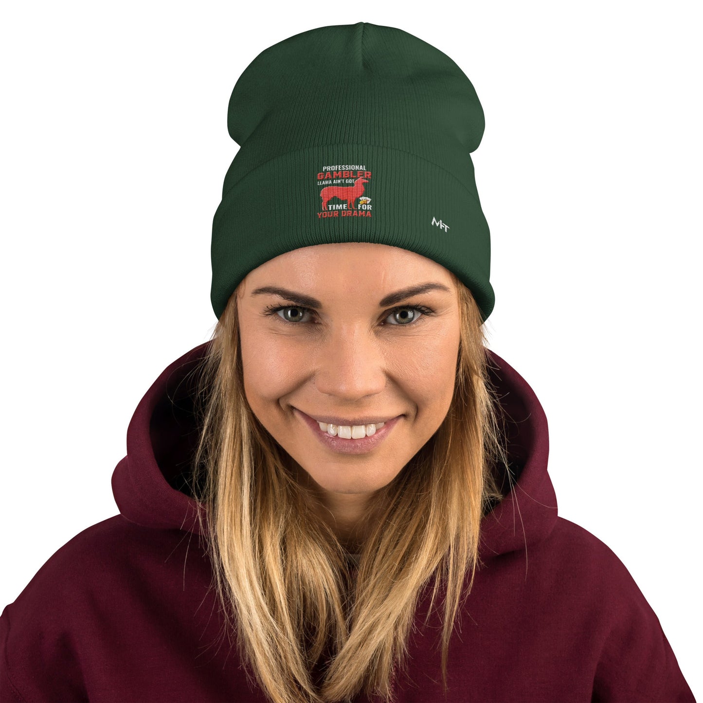 Profession Gambler Llama ain't Got time for your Drama - Embroidered Beanie by DarkByteGear