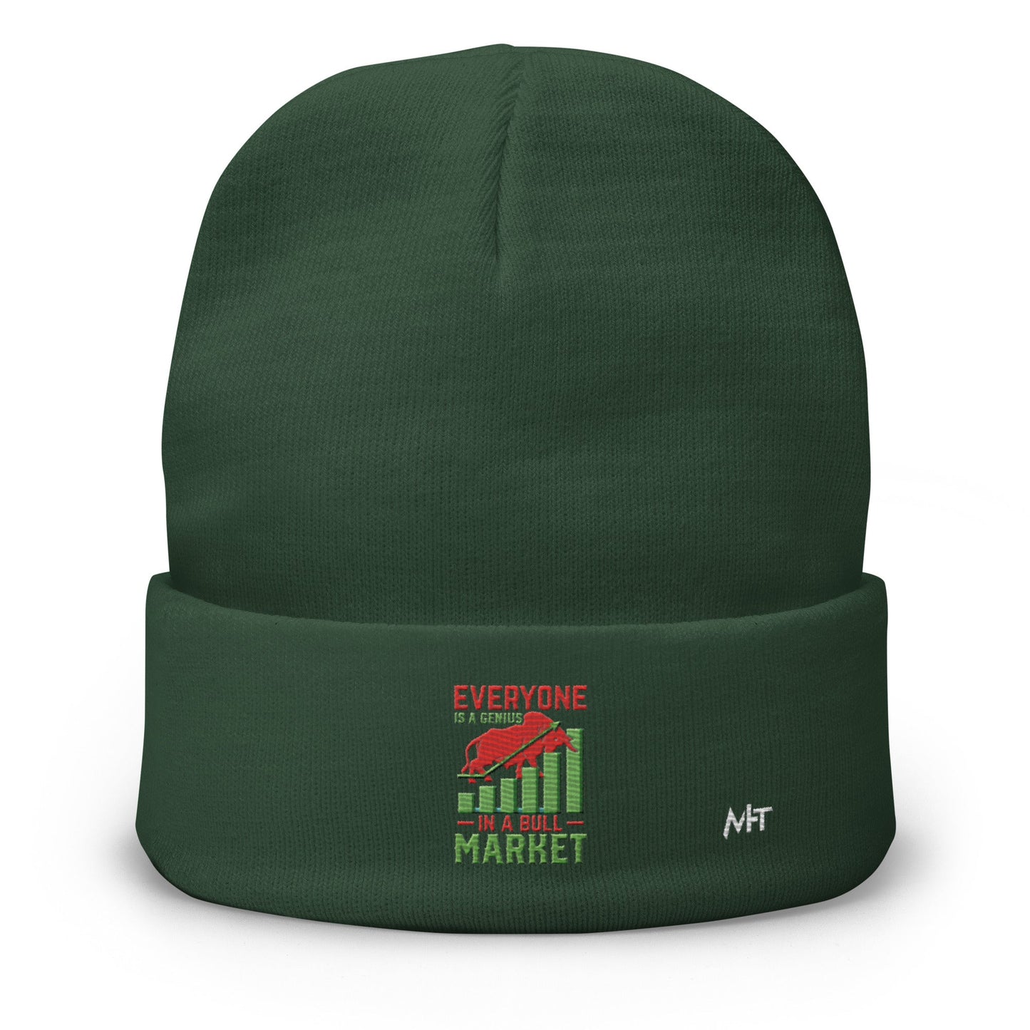 Everyone is a Genius in a Bull Market V1 - Embroidered Beanie by DarkByteGear