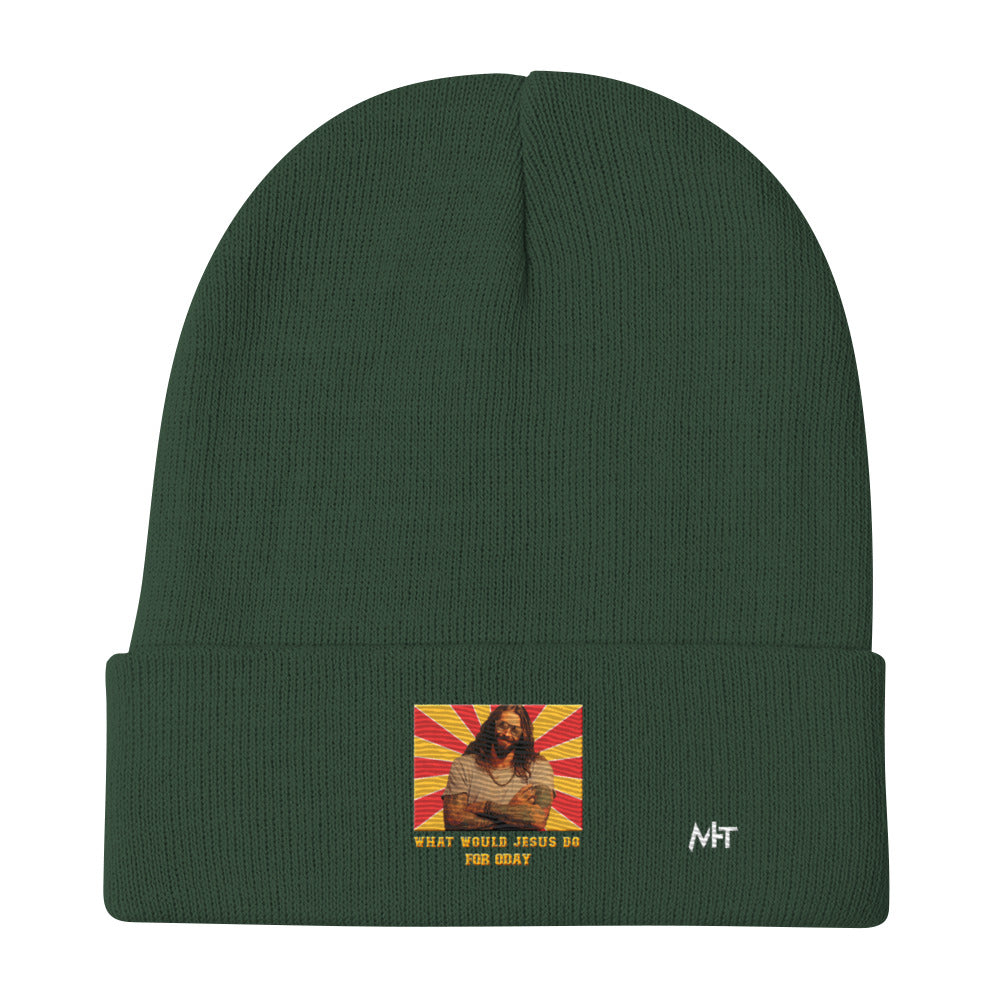 What would Jesus do for 0day v1 - Embroidered Beanie by DarkByteGear