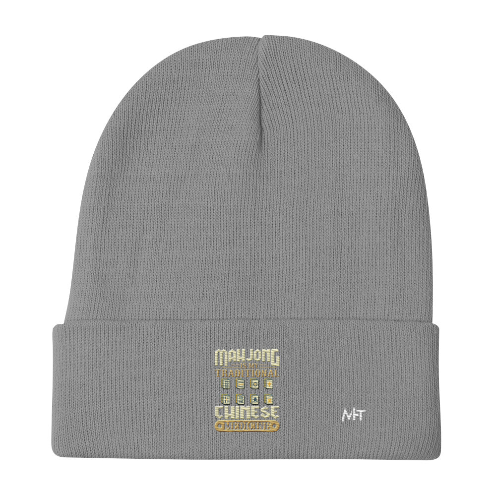 Mahjong is my Traditional Chinese Medicine - Embroidered Beanie by DarkByteGear