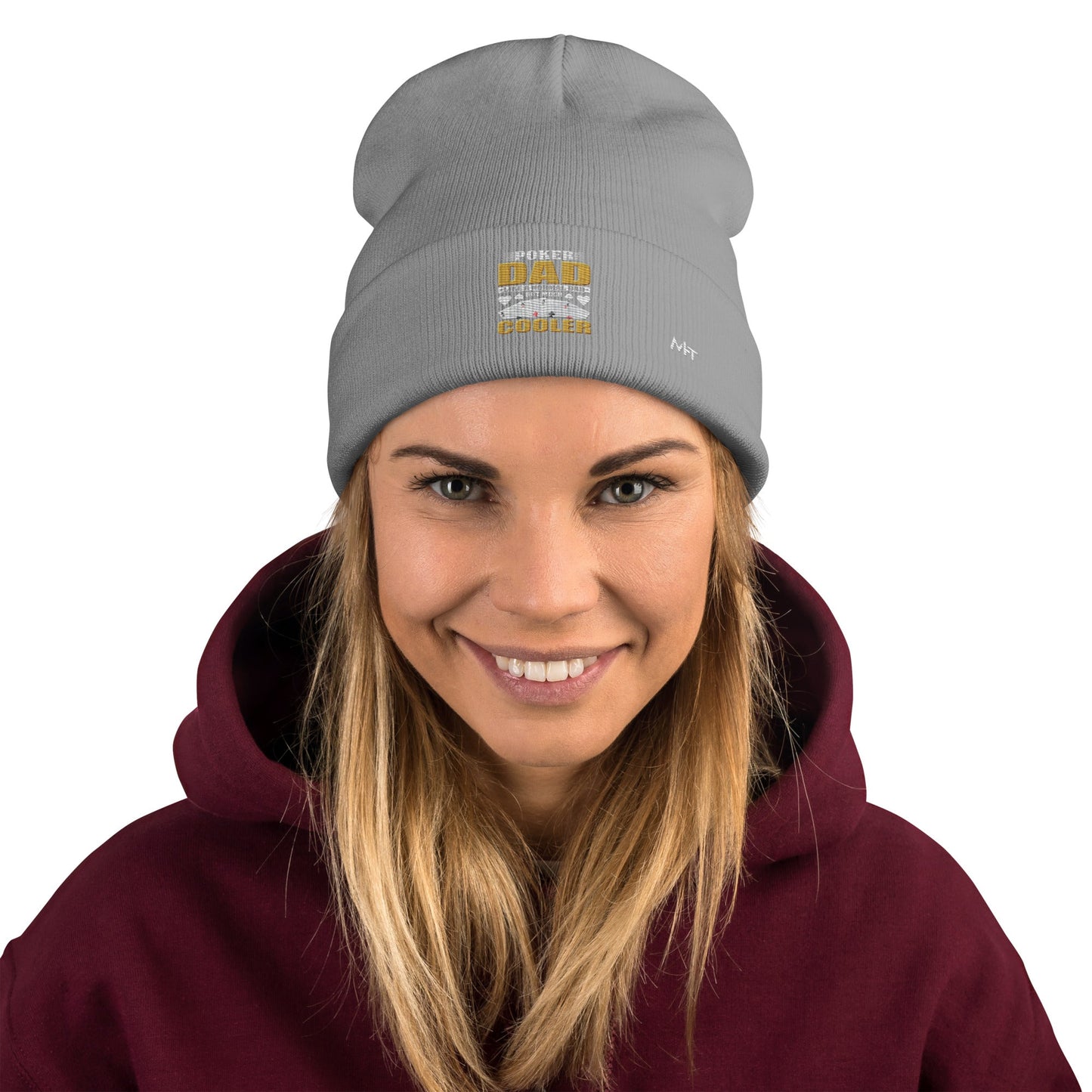 Poker Dad is like a Normal Dad but much Cooler - Embroidered Beanie by DarkByteGear