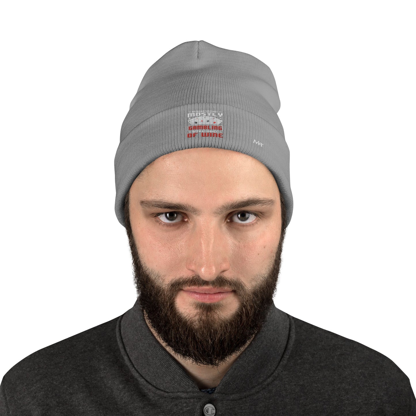 Weekend Forecast Mostly Gambling With a Chance of Wine - Embroidered Beanie by DarkByteGear