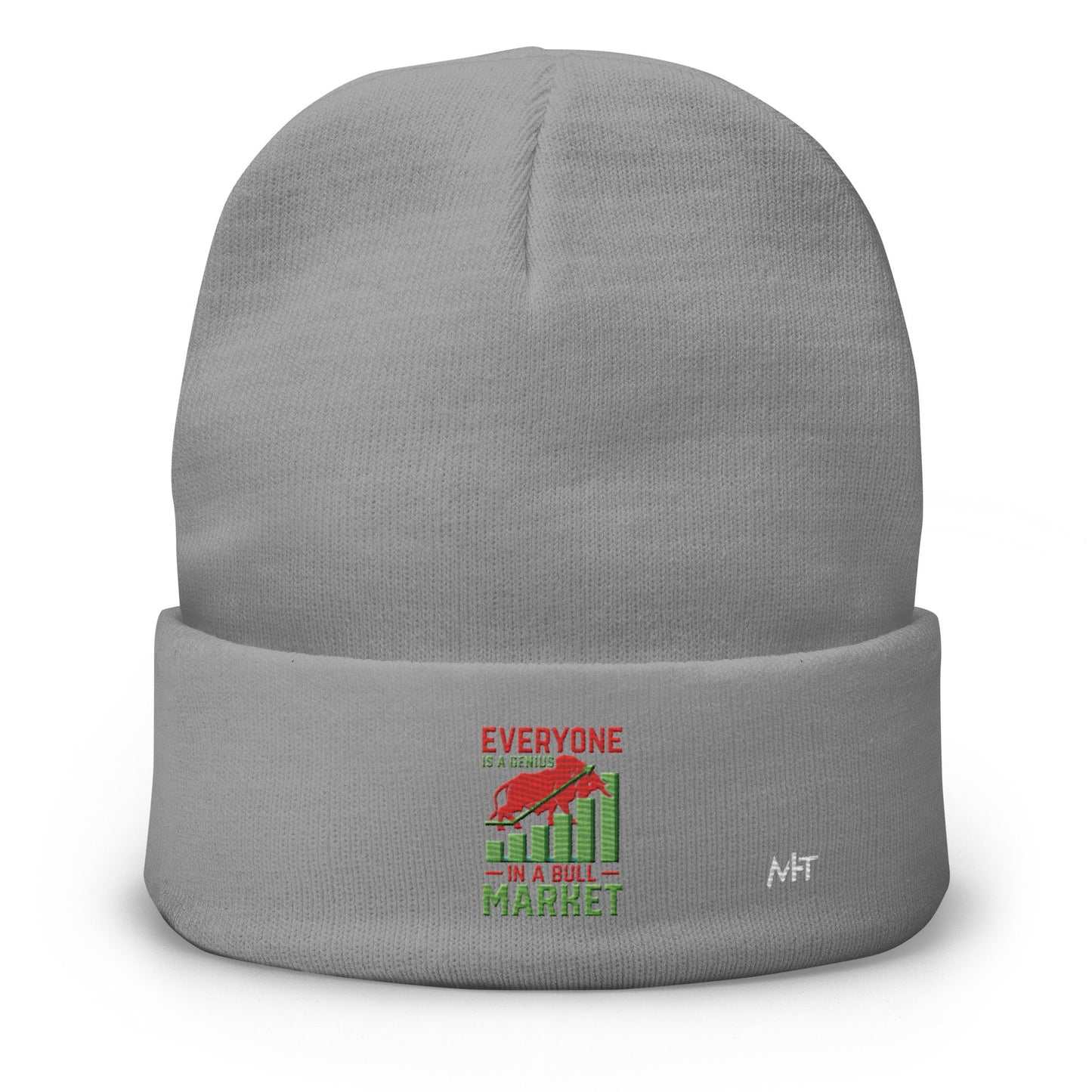 Everyone is a Genius in a Bull Market V1 - Embroidered Beanie by DarkByteGear