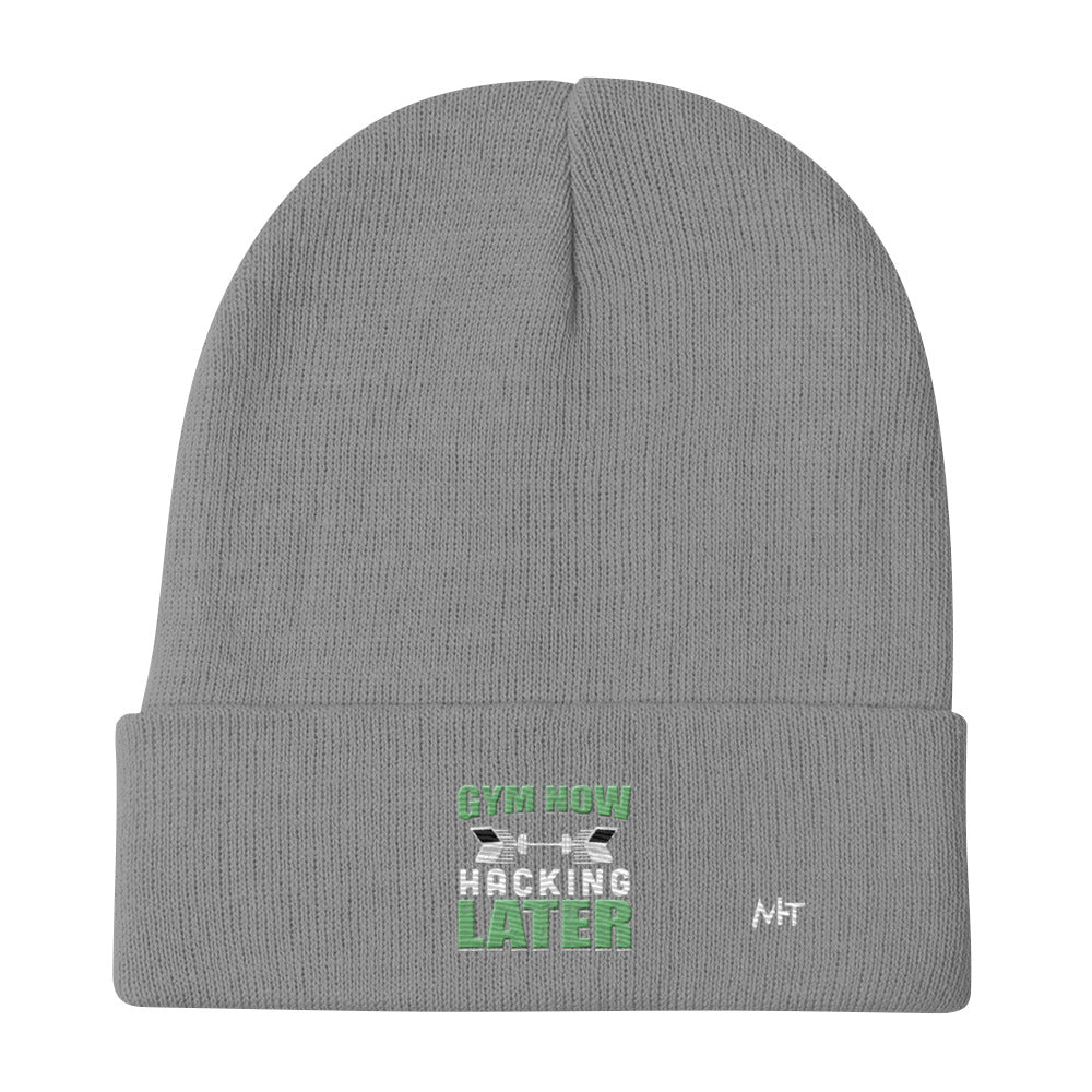 Gym now, hacking later - Embroidered Beanie by DarkByteGear