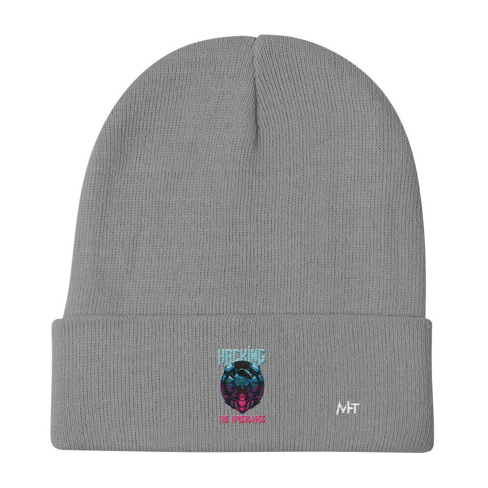 Hacking the apocalypse V2 - Embroidered Beanie by DarkByteGear