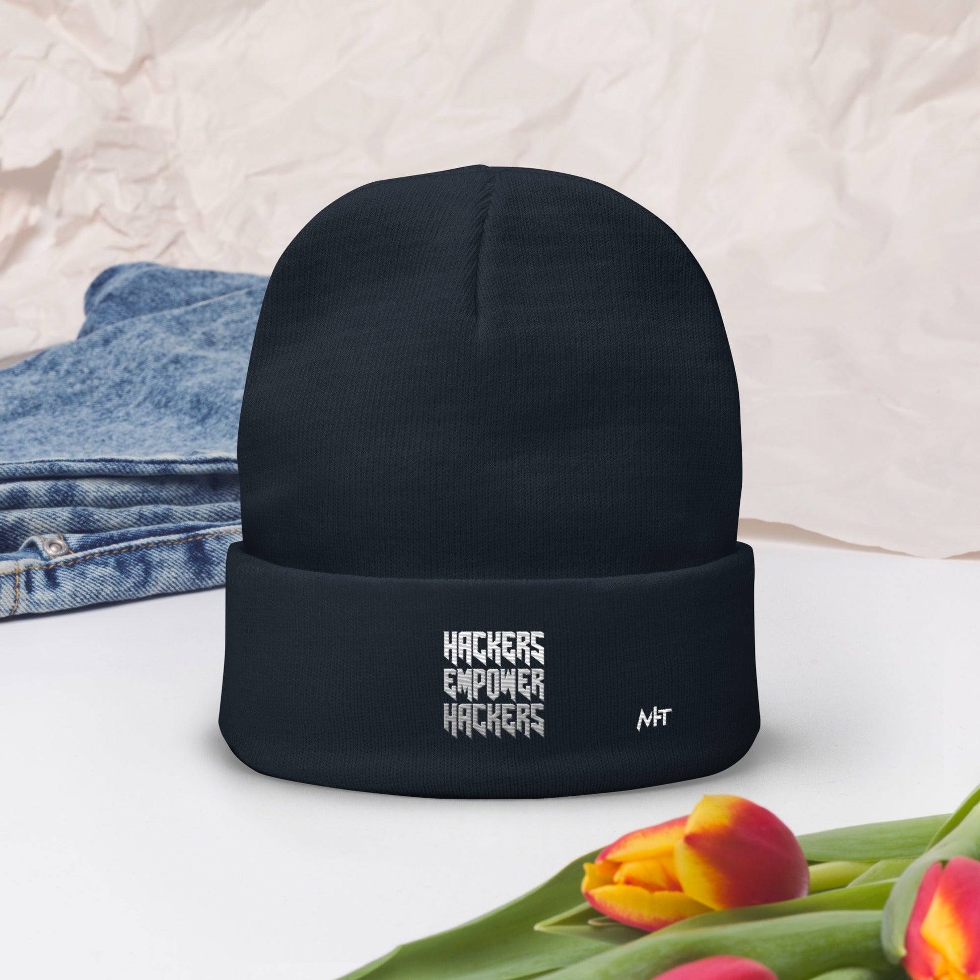 Hackers Empower Hackers V4 - Embroidered Beanie by DarkByteGear