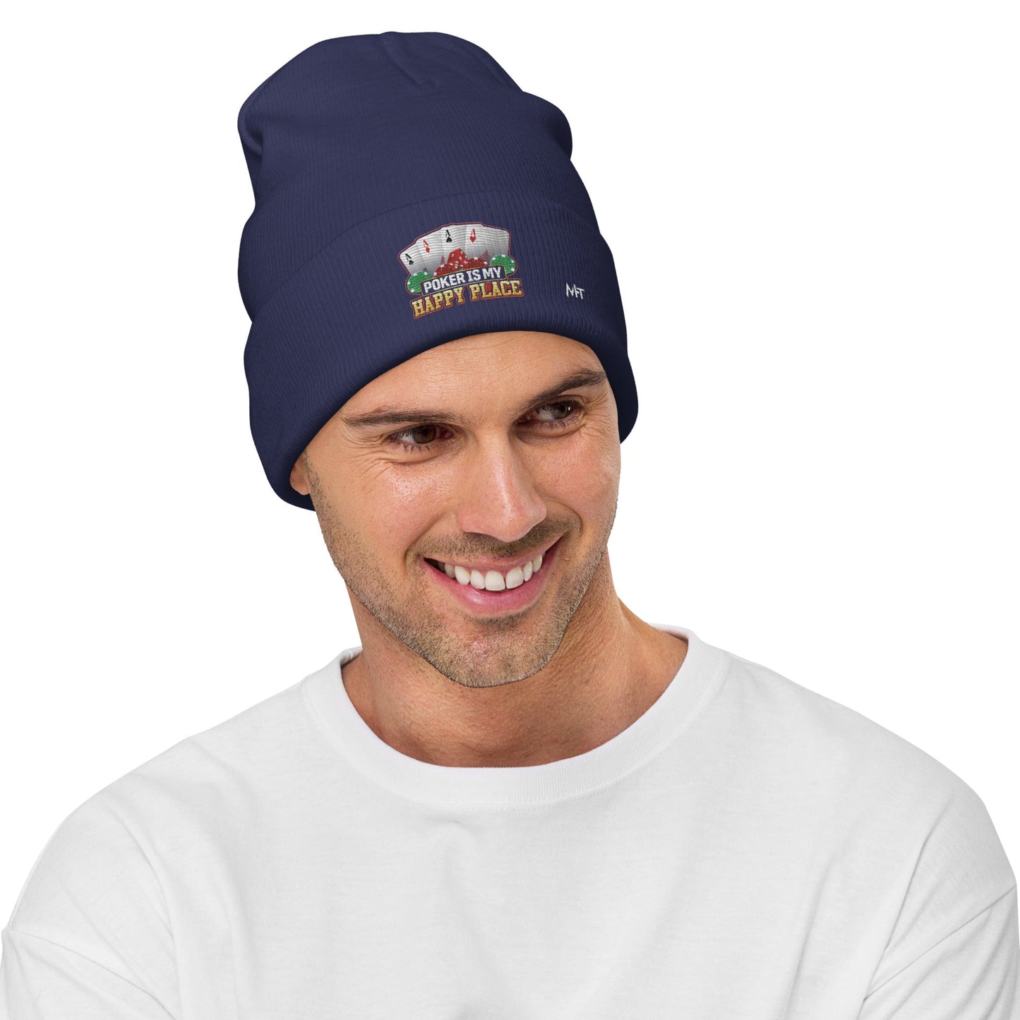 Poker Dad is like a Normal Dad but much Cooler - Embroidered Beanie by DarkByteGear
