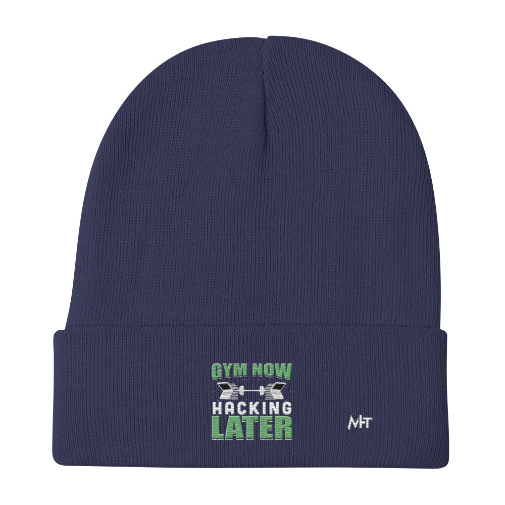 Gym now, hacking later - Embroidered Beanie by DarkByteGear