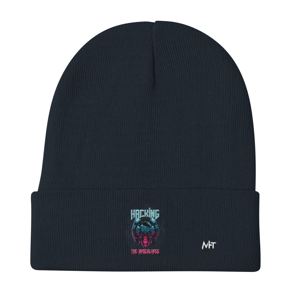 Hacking the apocalypse V2 - Embroidered Beanie by DarkByteGear