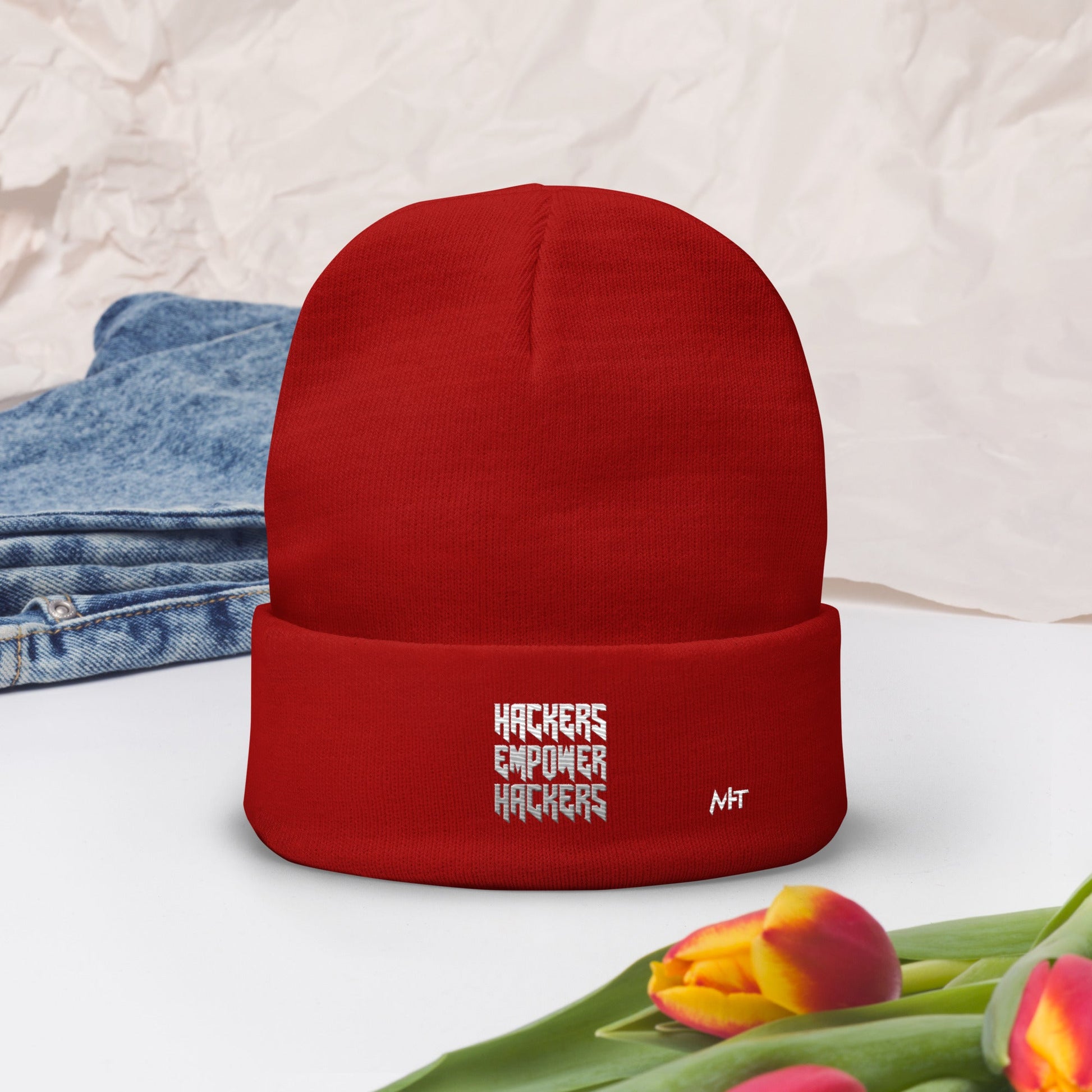 Hackers Empower Hackers V4 - Embroidered Beanie by DarkByteGear