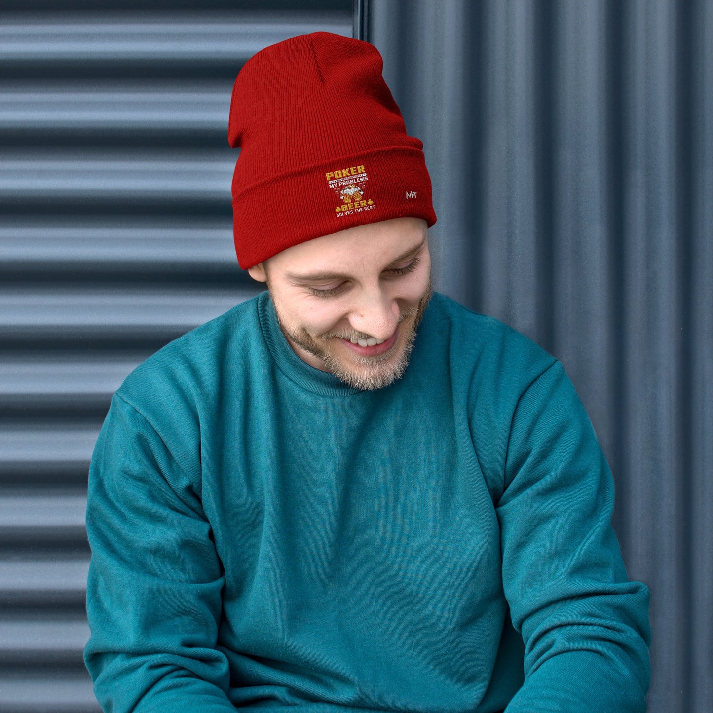 Poker Solves Most of My Problems, but Beer Solves the Rest - Embroidered Beanie by DarkByteGear
