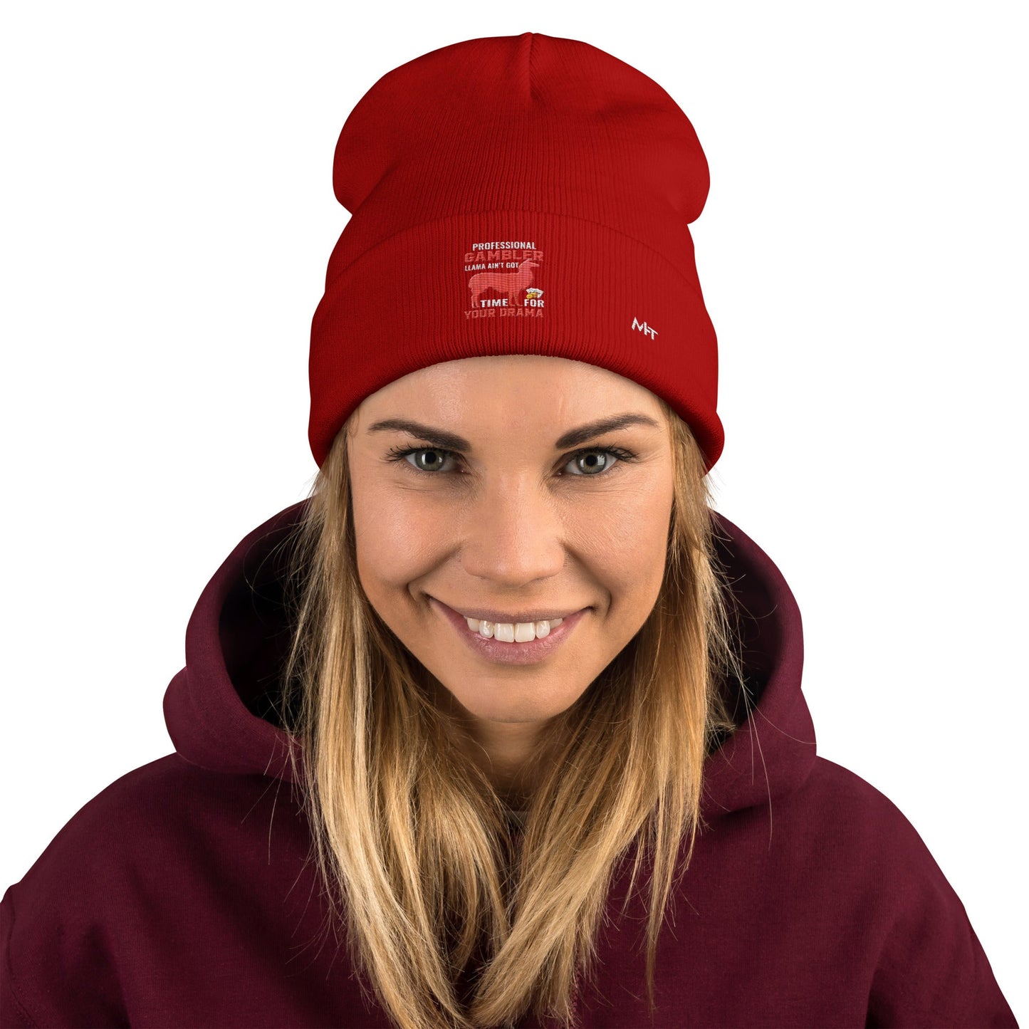 Profession Gambler Llama ain't Got time for your Drama - Embroidered Beanie by DarkByteGear