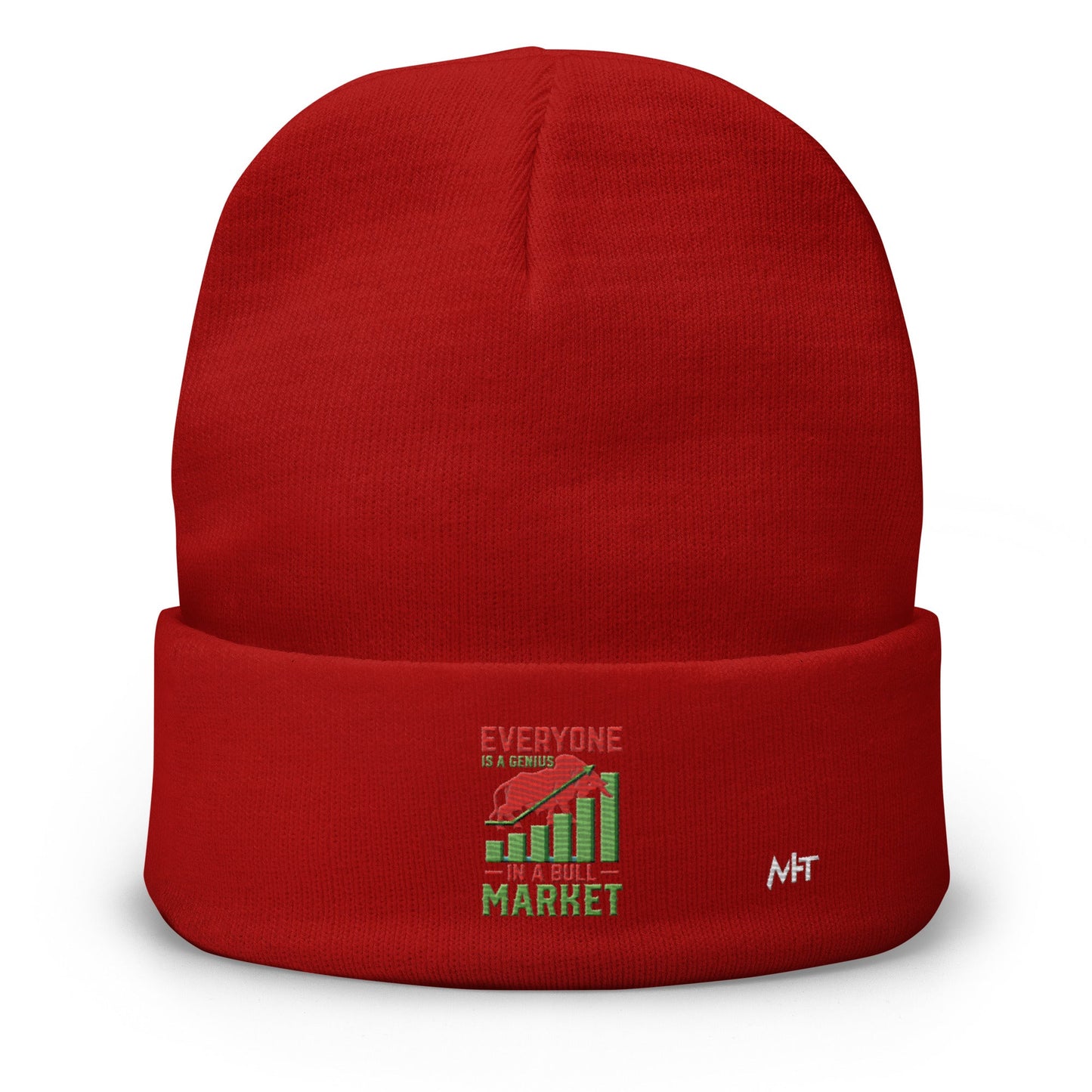 Everyone is a Genius in a Bull Market V1 - Embroidered Beanie by DarkByteGear