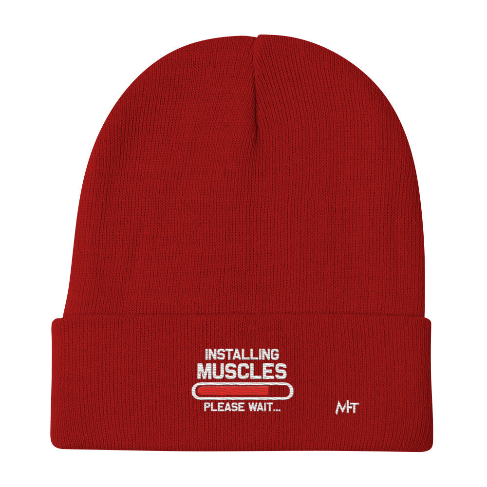Installing Muscles Please Wait.... - Embroidered Beanie by DarkByteGear