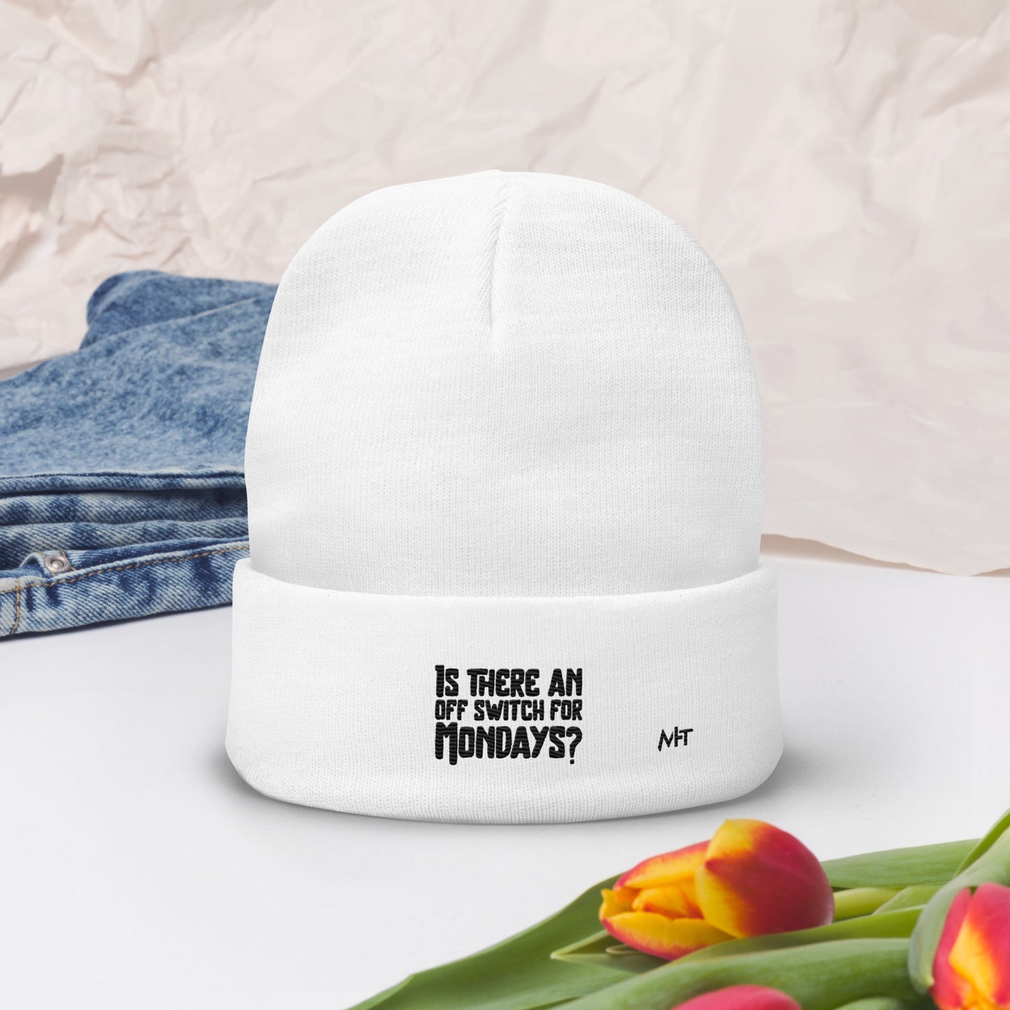 Is there an OFF switch for Mondays? - Embroidered Beanie by DarkByteGear