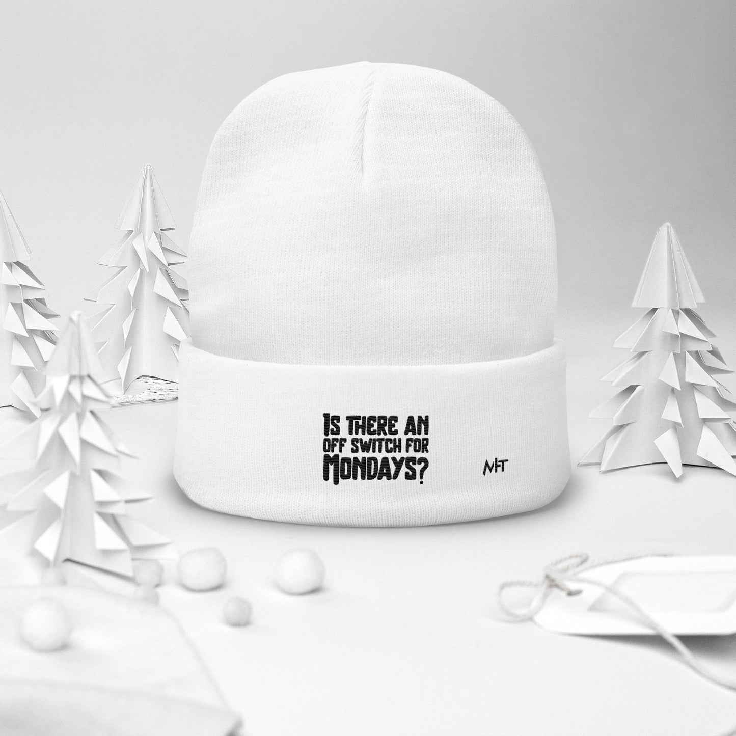 Is there an OFF switch for Mondays? - Embroidered Beanie by DarkByteGear