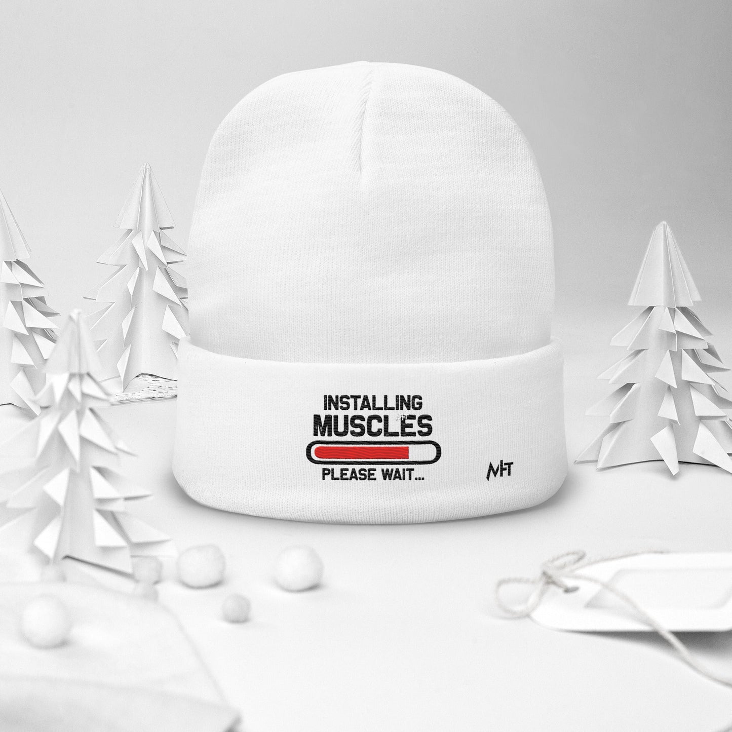 Installing Muscles Please Wait.... - Embroidered Beanie by DarkByteGear