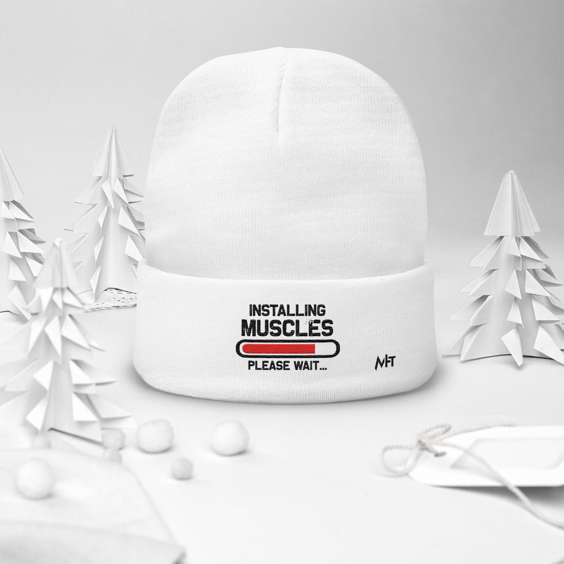 Installing Muscles Please Wait.... - Embroidered Beanie by DarkByteGear